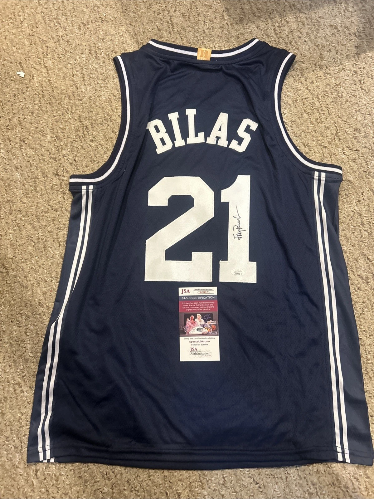 DUKE BLUE DEVILS- JAY BILAS SIGNED AUTOGRAPH JERSEY JSA COA BROTHERHOOD