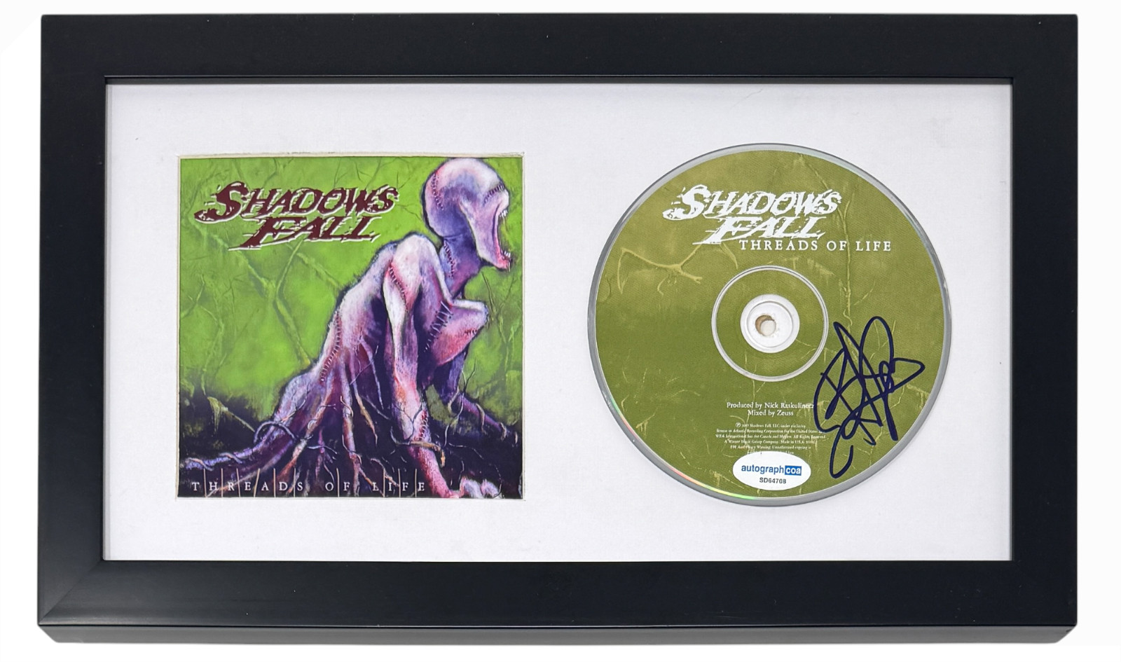 SHADOWS FALL Brian Fair Signed Autograph Threads of Life CD Framed Display ACOA