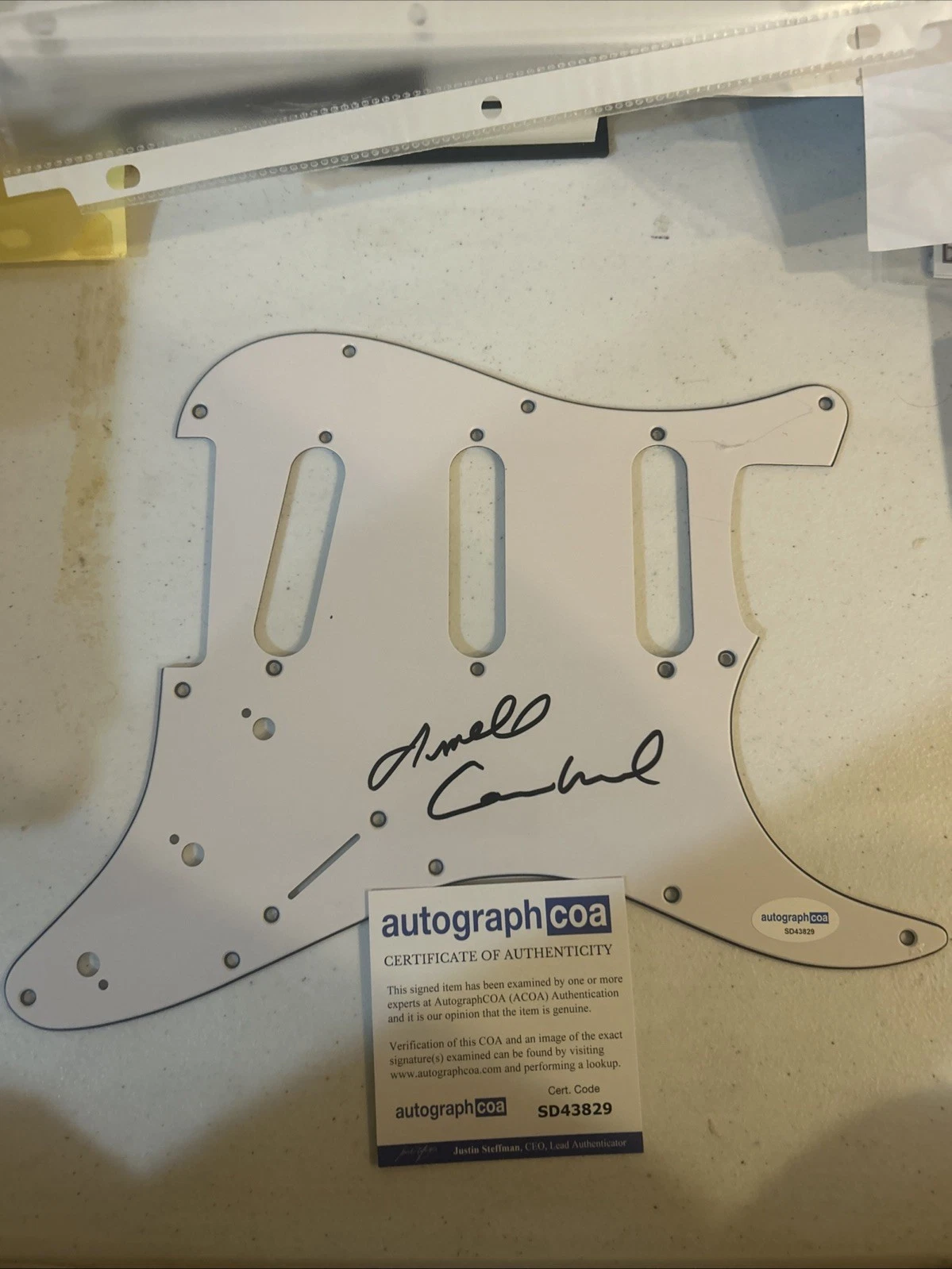 ARNELL CARMICHAEL SIGNED AUTOGRAPH STRAT GUITAR PICKGUARD ACOA RAYDIO