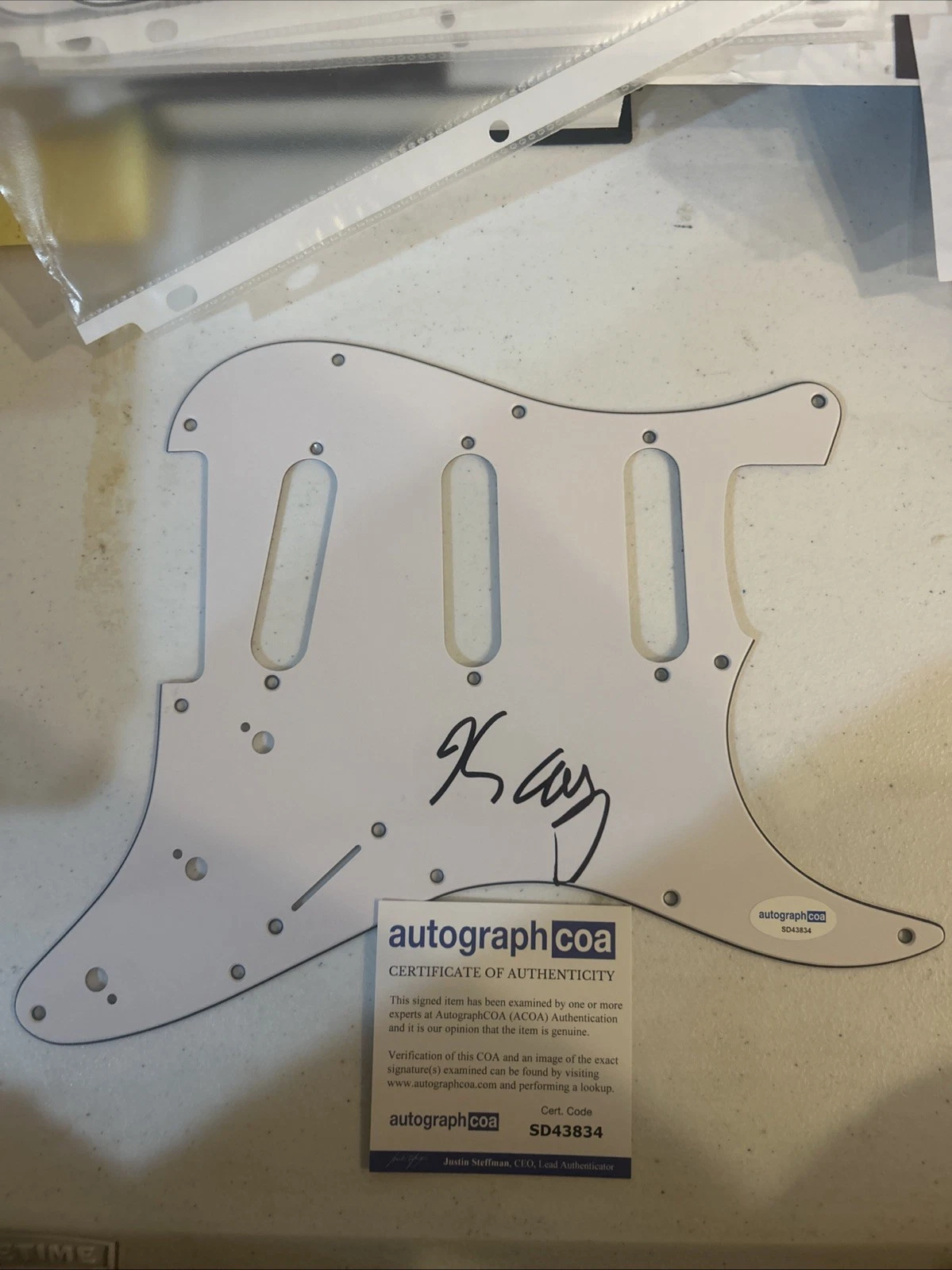 KEN CASEY SIGNED AUTOGRAPH STRAT GUITAR PICKGUARD ACOA DROPKICK MURPHYS