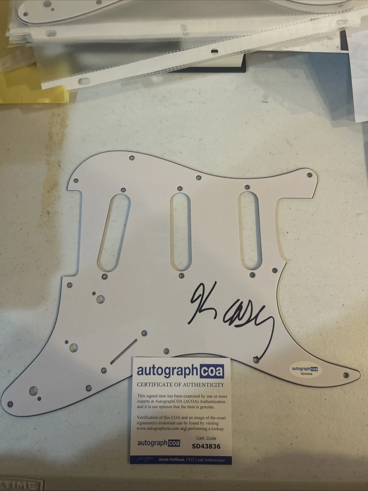 KEN CASEY SIGNED AUTOGRAPH STRAT GUITAR PICKGUARD ACOA DROPKICK MURPHYS
