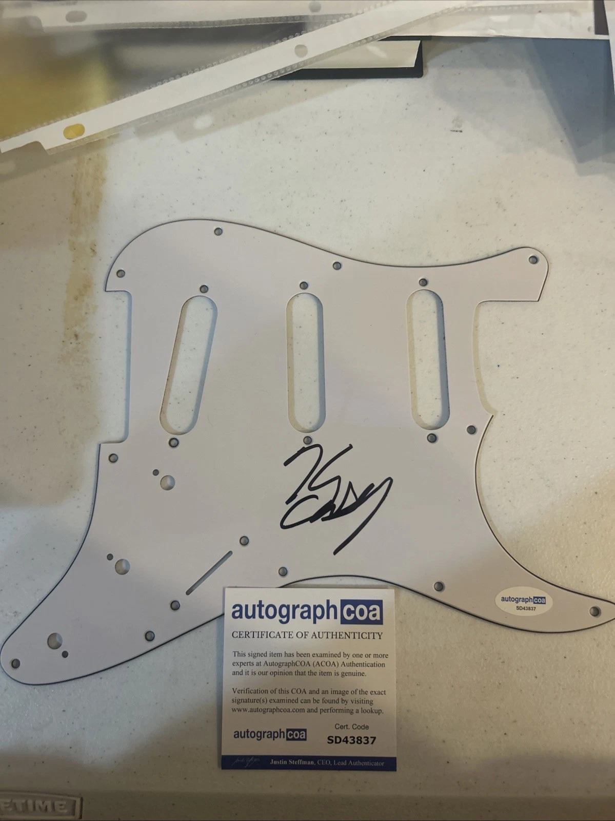 KEN CASEY SIGNED AUTOGRAPH STRAT GUITAR PICKGUARD ACOA DROPKICK MURPHYS