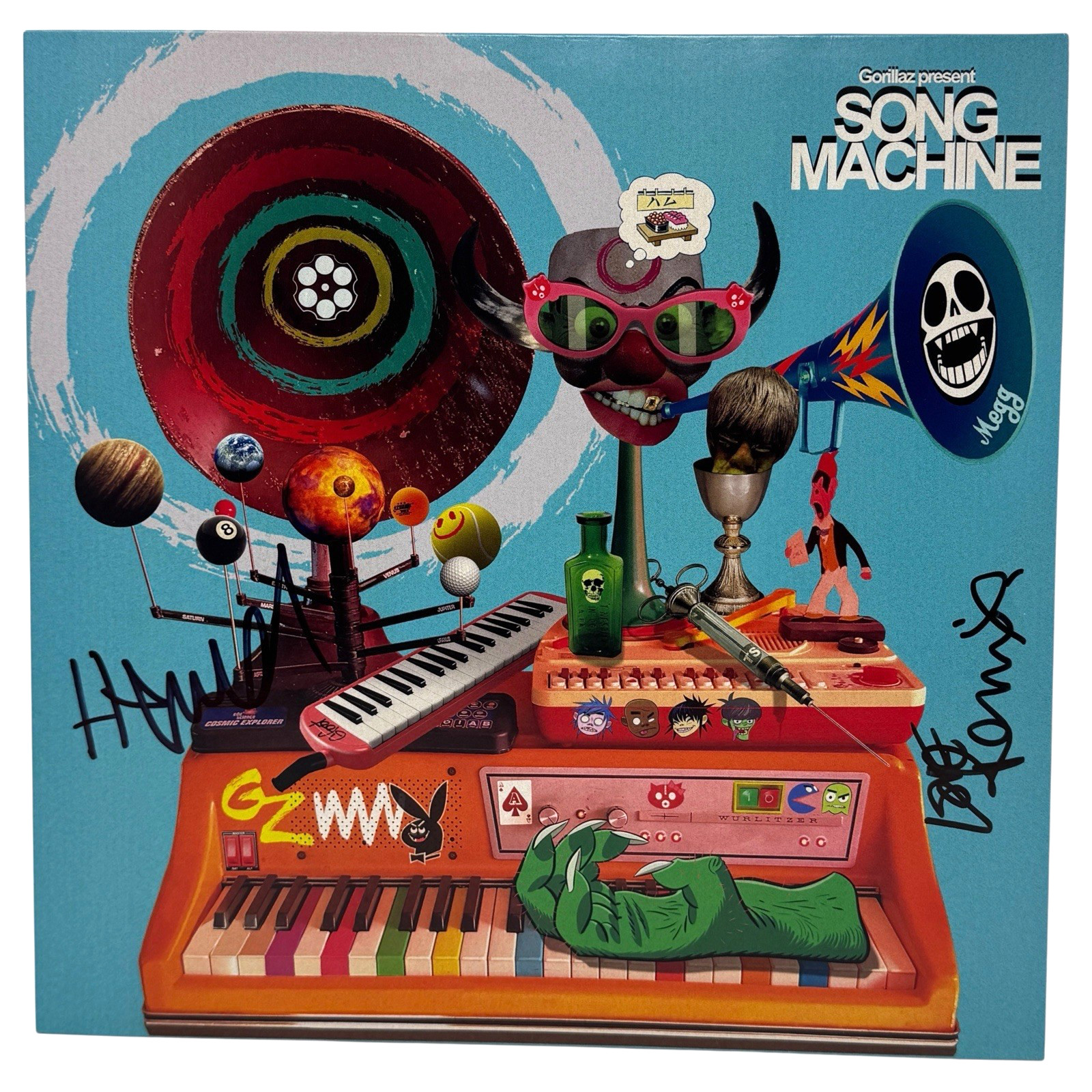 GORILLAZ JAMIE HEWETT & REMI KABAKA JR. SIGNED SONG MACHINE VINYL ALBUM BAS COA COLLECTIBLE MEMORABILIA