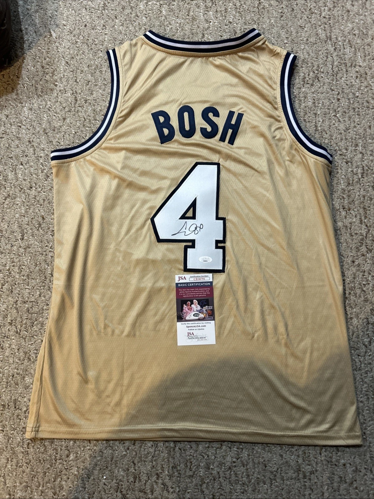 GEORGIA TECH YELLOW JACKETS- CHRIS BOSH SIGNED AUTOGRAPH JERSEY JSA COA HOF HEAT