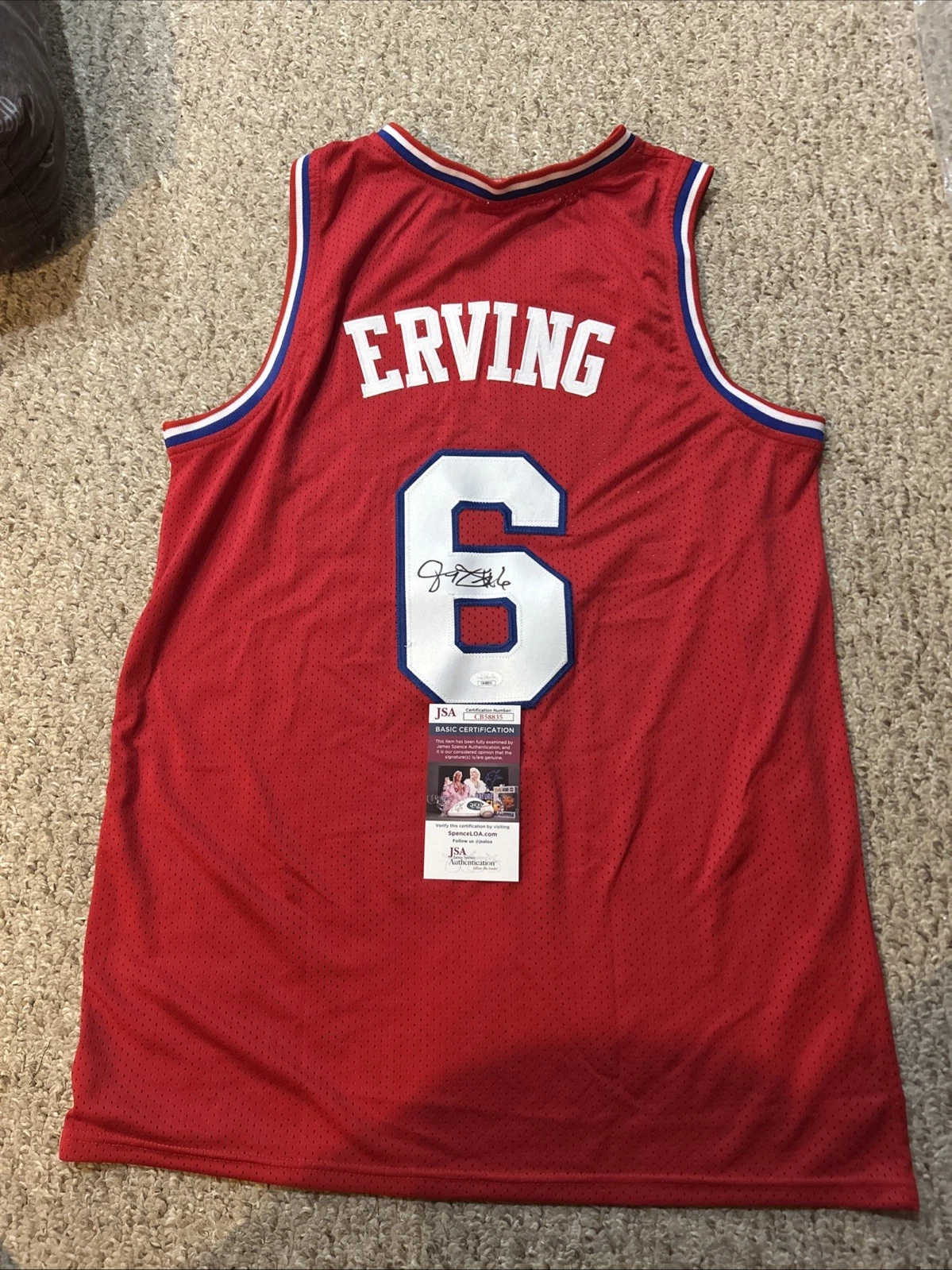 PHILADELPHIA 76ers- JULIUS ERVING SIGNED AUTOGRAPH JERSEY JSA COA DR J HOF NBA
