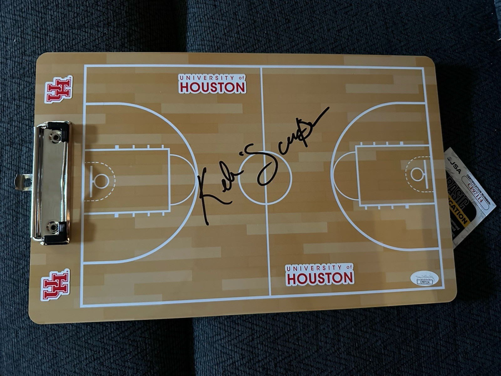 Coach Kelvin Sampson Signed Clip Board JSA Authentication COA Houston Cougars