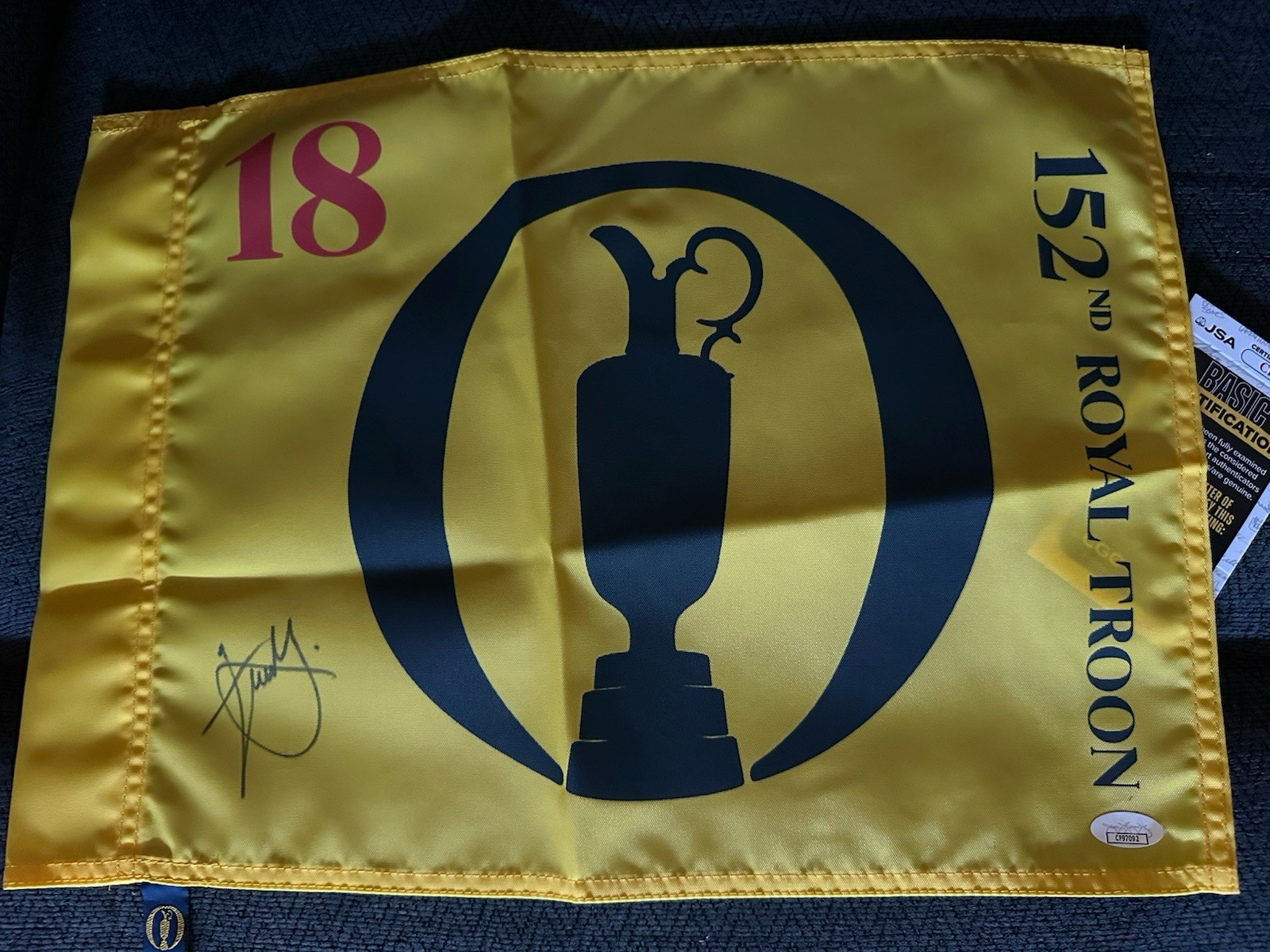 Xander Schauffele SIGNED British Open Golf Flag JSA Authenticated COA 2024 Win