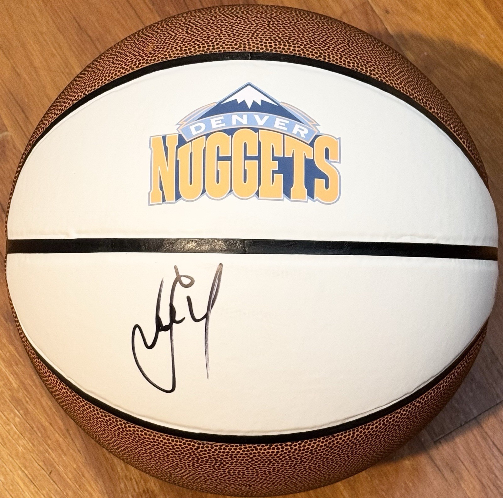 Jonas Valančiūnas Signed Autographed Denver Nuggets Logo Basketball JSA COA