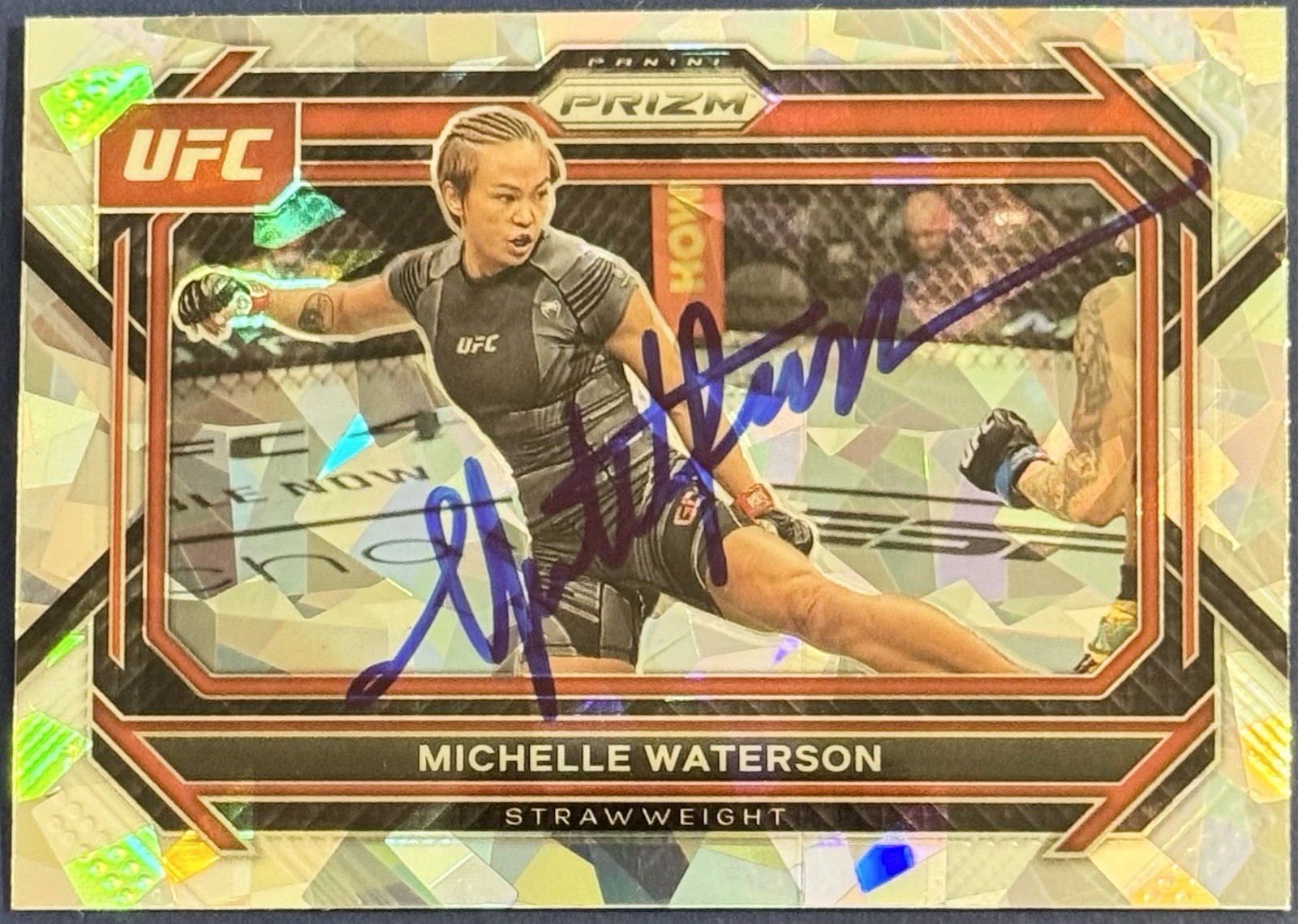 Michelle Waterson Signed 2023 Prizm Cracked Ice UFC Card BAS Beckett COA