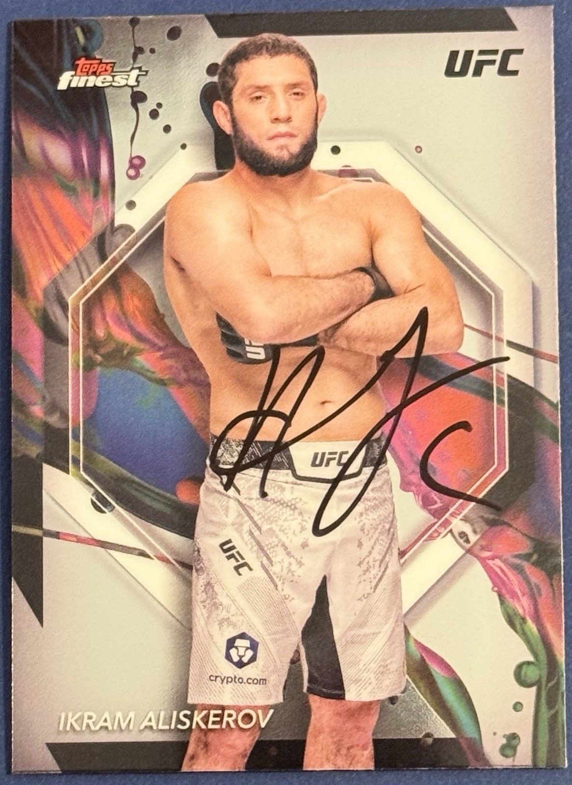 Ikram Aliskerov Signed 2024 Topps Finest Base UFC Card BAS Beckett COA