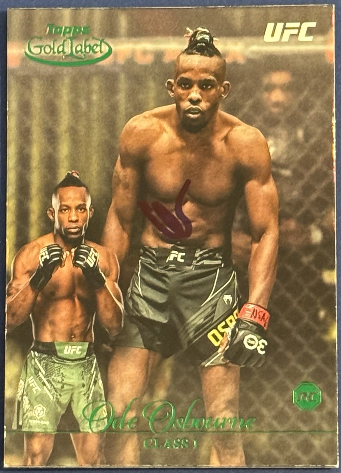 Ode Osbourne Signed 2024 Topps Gold Label Green UFC Rookie Card BAS Beckett COA