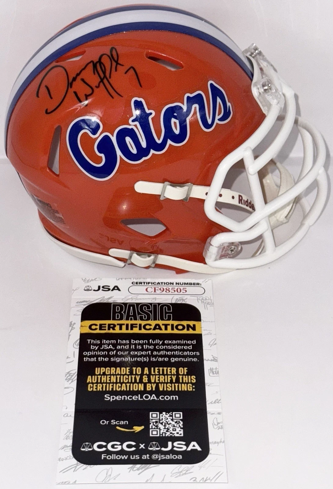 Danny Wuerffel Signed Autographed Florida Gators Mini Helmet JSA COA