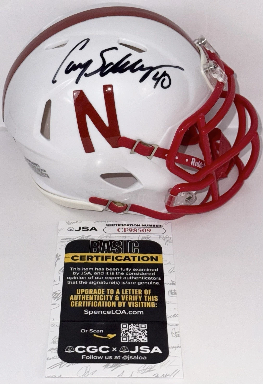 Cory Schlesinger Signed Autographed Nebraska Cornhuskers Mini Helmet JSA COA