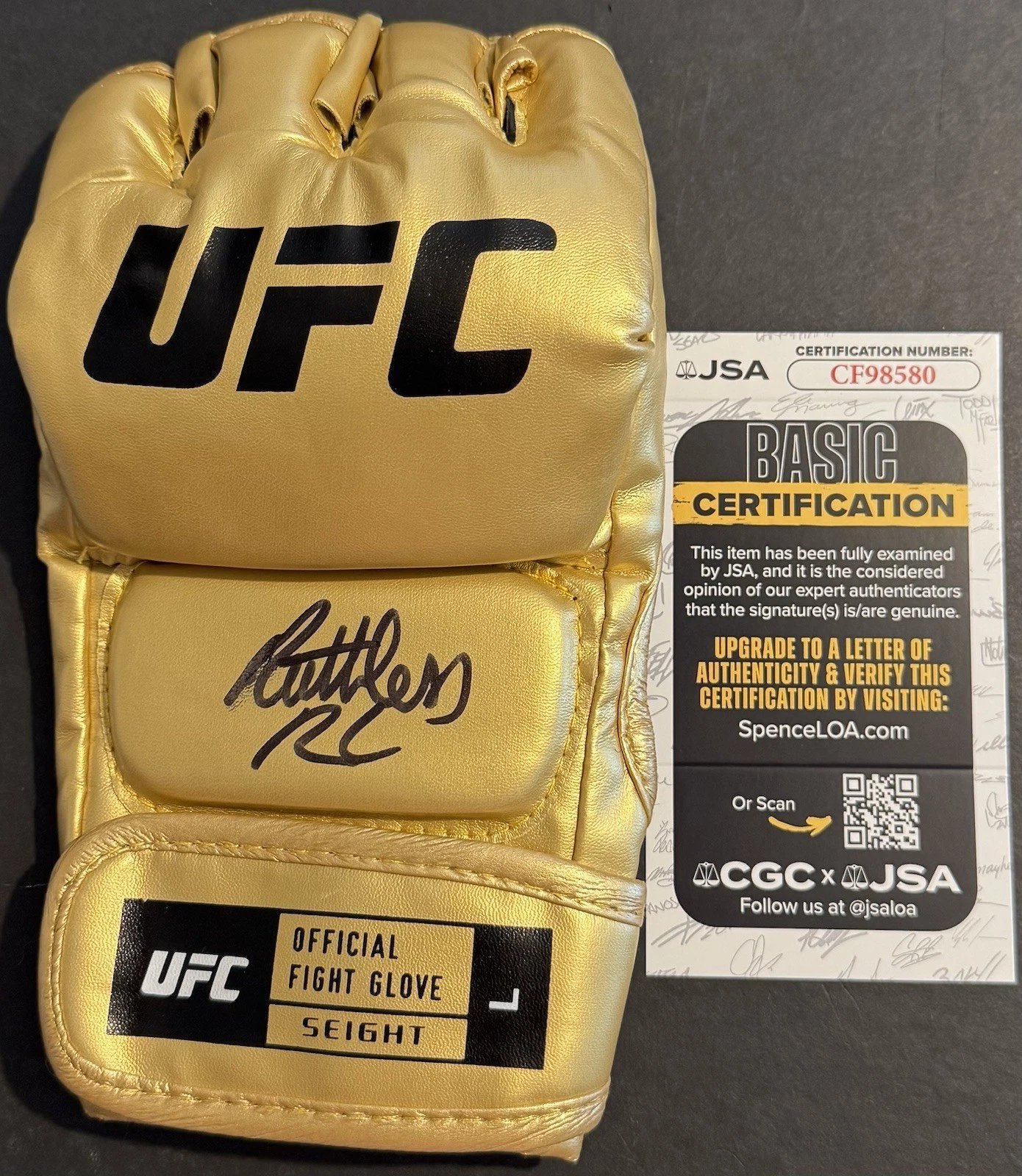 Ruthless Robbie Lawler Signed Autographed Gold UFC Fight Glove PSA/DNA COA
