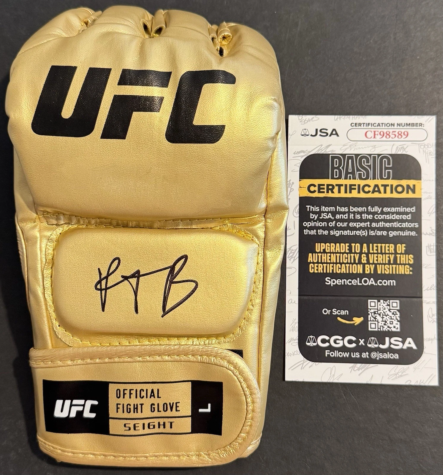 Paddy Pimblett Signed Autographed Gold UFC Fight Glove JSA COA The Baddy