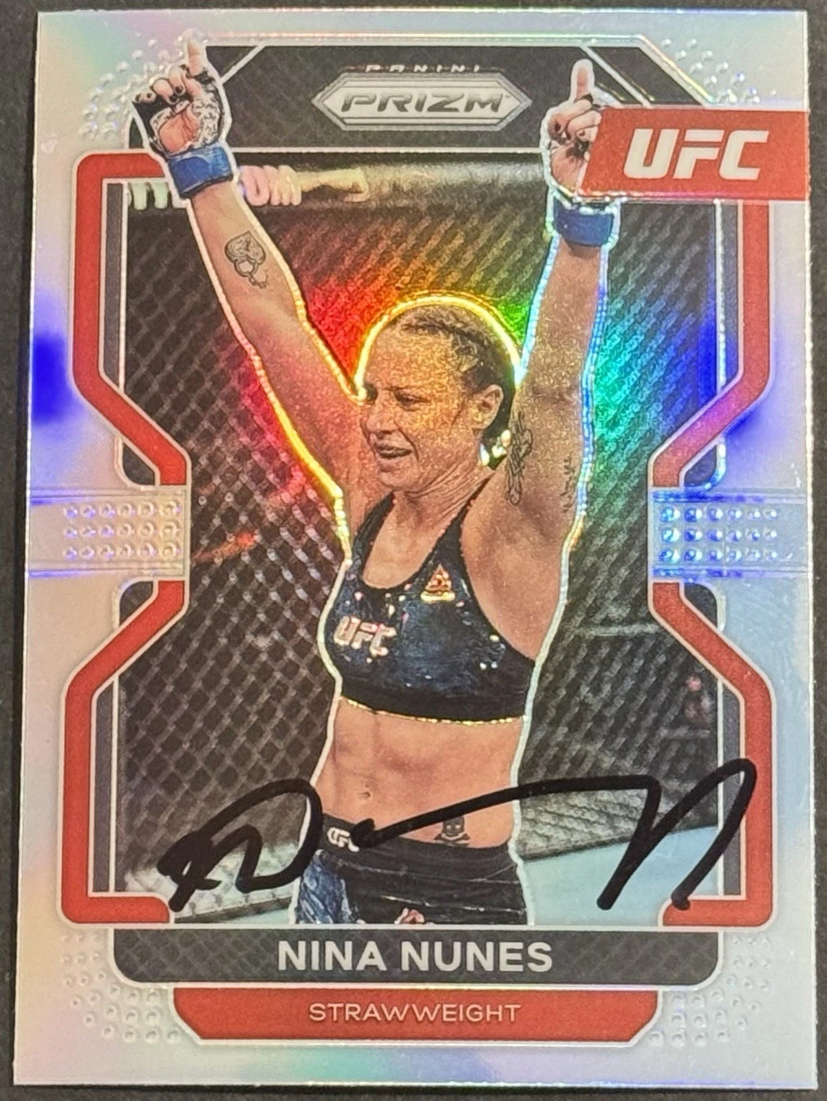 Nina Nunes Signed 2022 Panini Prizm Silver UFC Base Card BAS Beckett COA