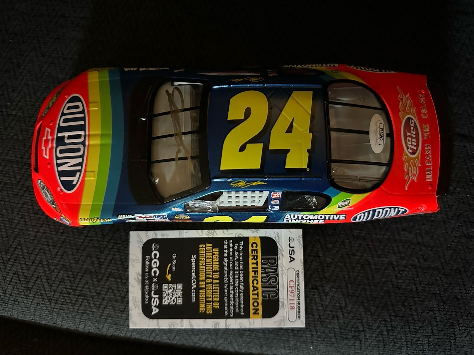 Jeff Gordon Signed 1:18 Scale NASCAR Diecast JSA Authentication COA