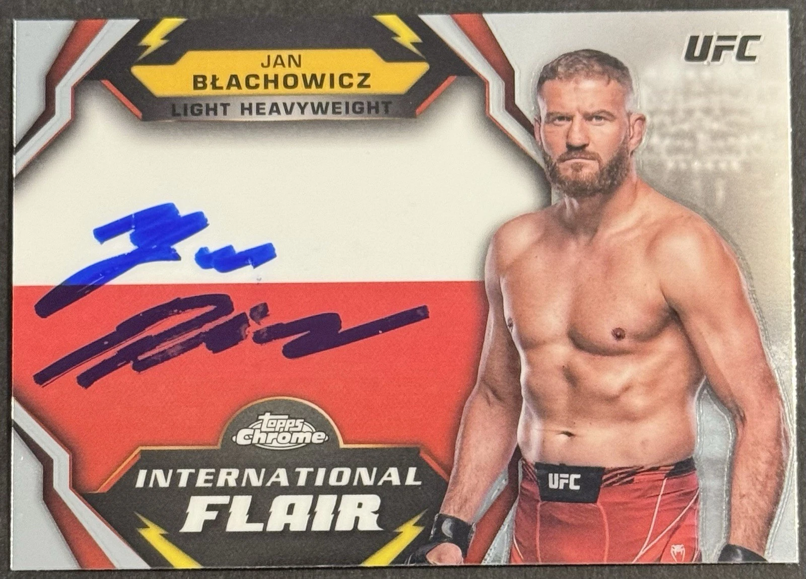 Jan Blachowicz Signed 2024 Topps Chrome International Flair UFC Card BAS Beckett