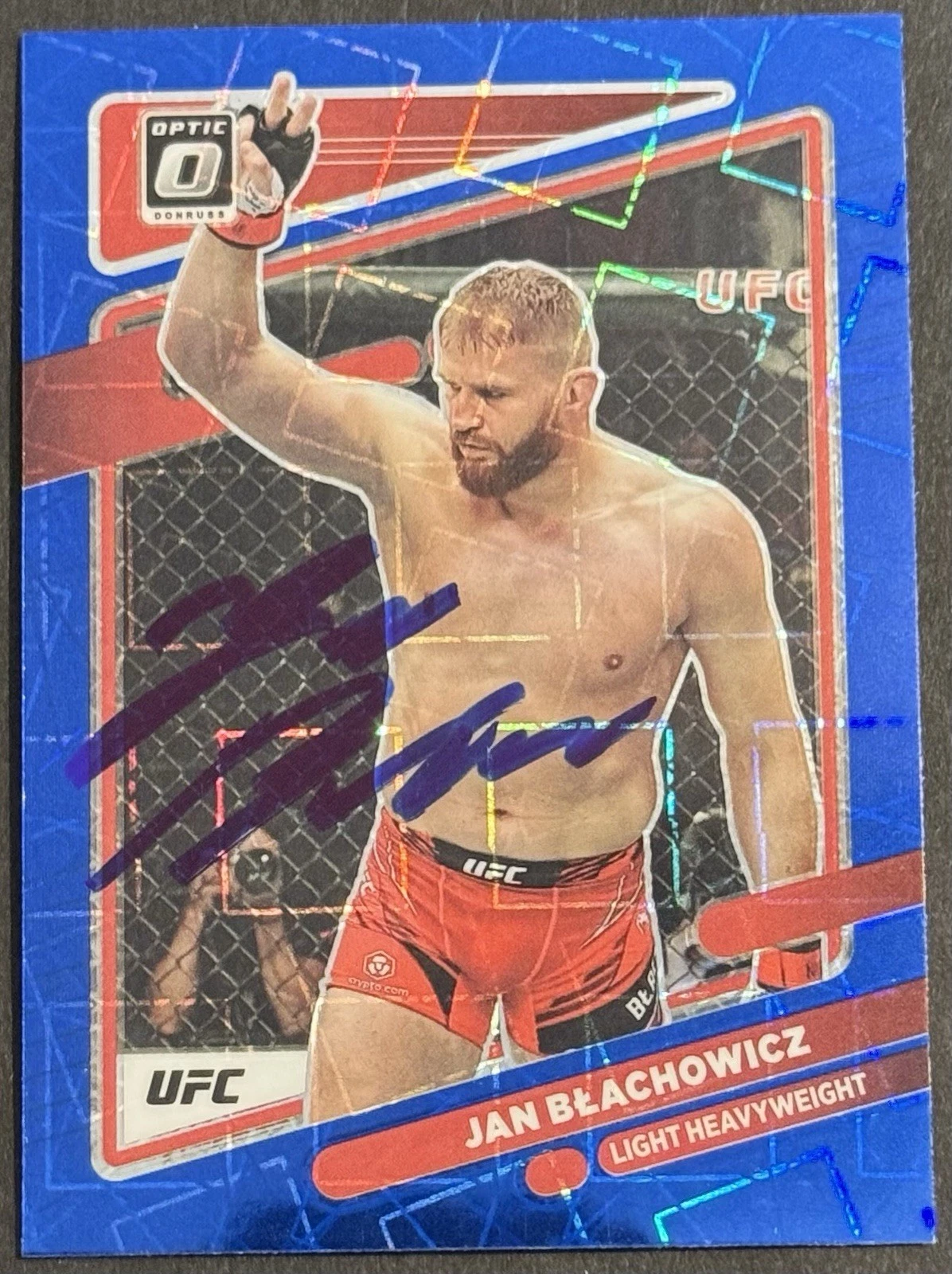 Jan Blachowicz Signed 2022 Donruss Optic Blue Velocity UFC Card BAS Beckett