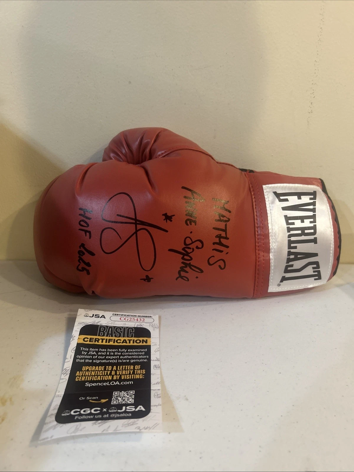 ANNE SOPHIE MATHIS SIGNED AUTOGRAPH BOXING GLOVE JSA COA HOF BOXER CHAMPION COLLECTIBLE MEMORABILIA