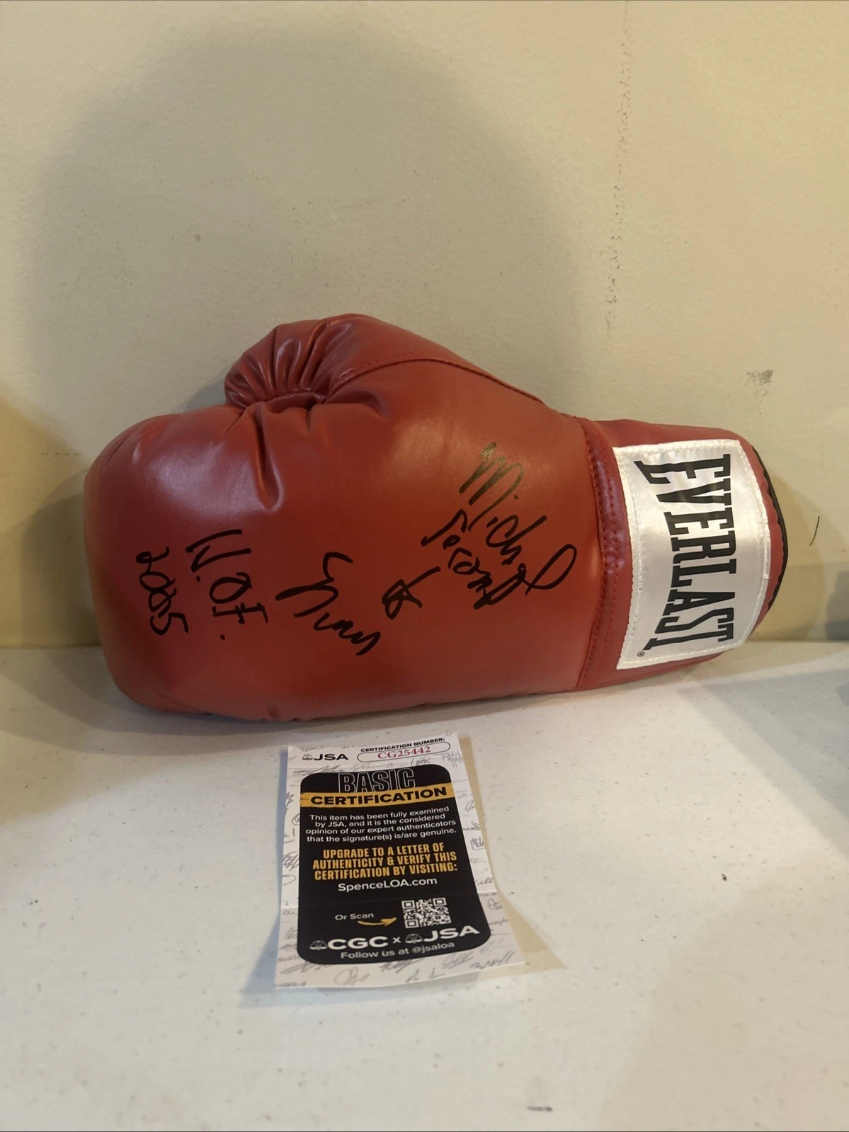 MICHAEL SECOND TO NUNN SIGNED AUTOGRAPH BOXING GLOVE JSA COA EVERLAST CHAMP HOF