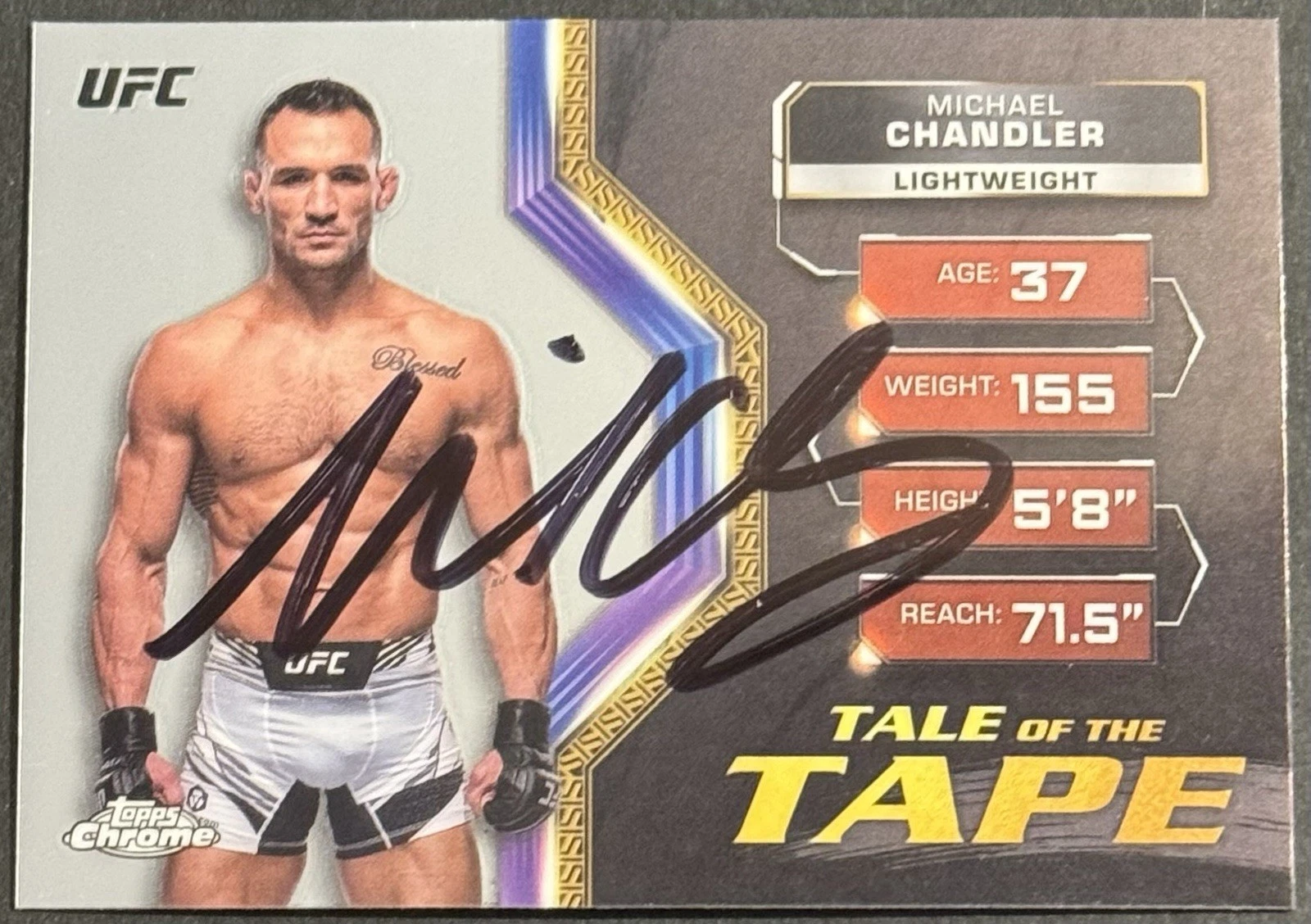 Michael Chandler Signed 2024 Topps Chrome Tail Of The Tape UFC Card Beckett