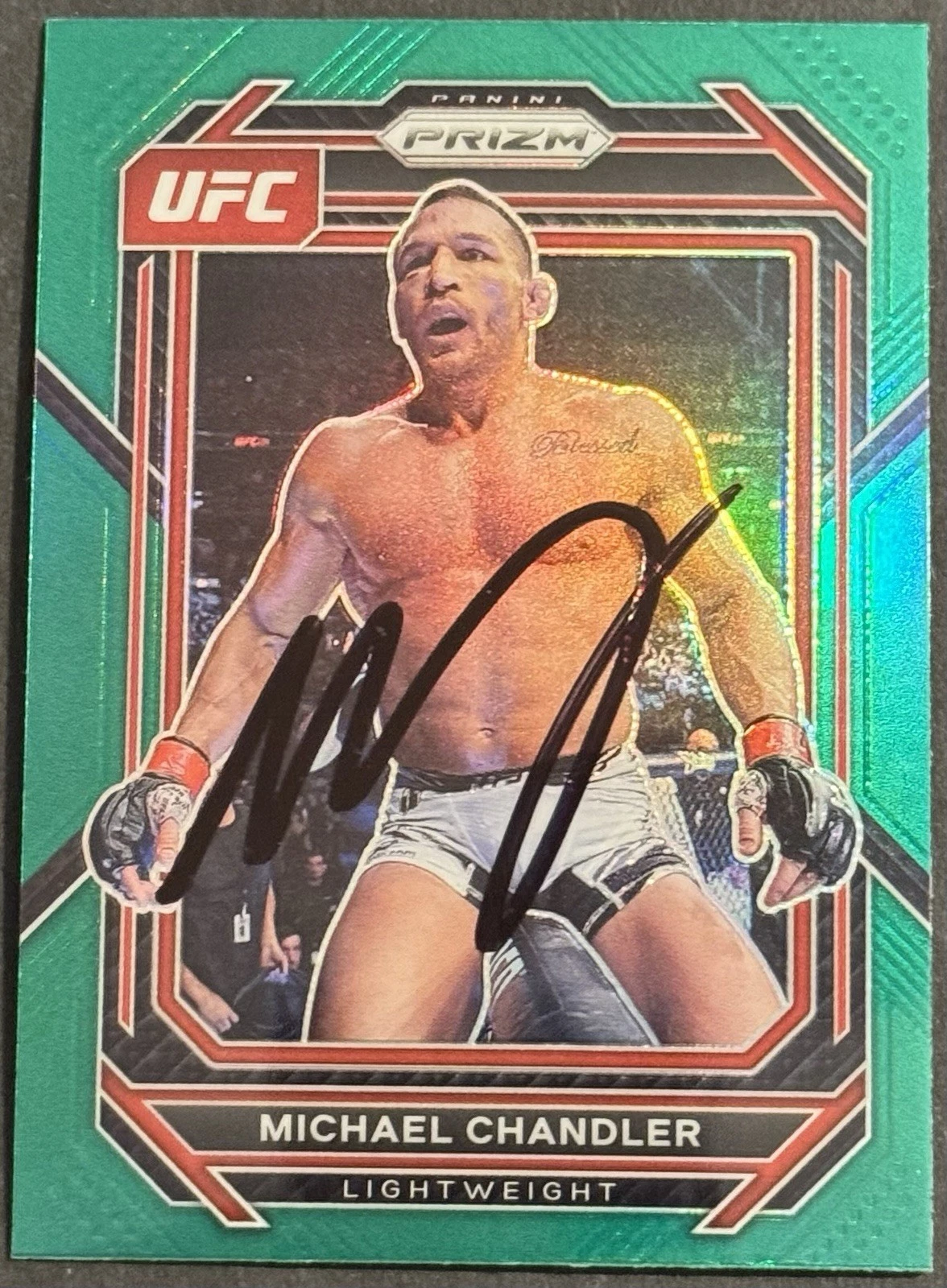 Michael Chandler Signed 2023 Panini Prizm Green Base UFC Card Beckett