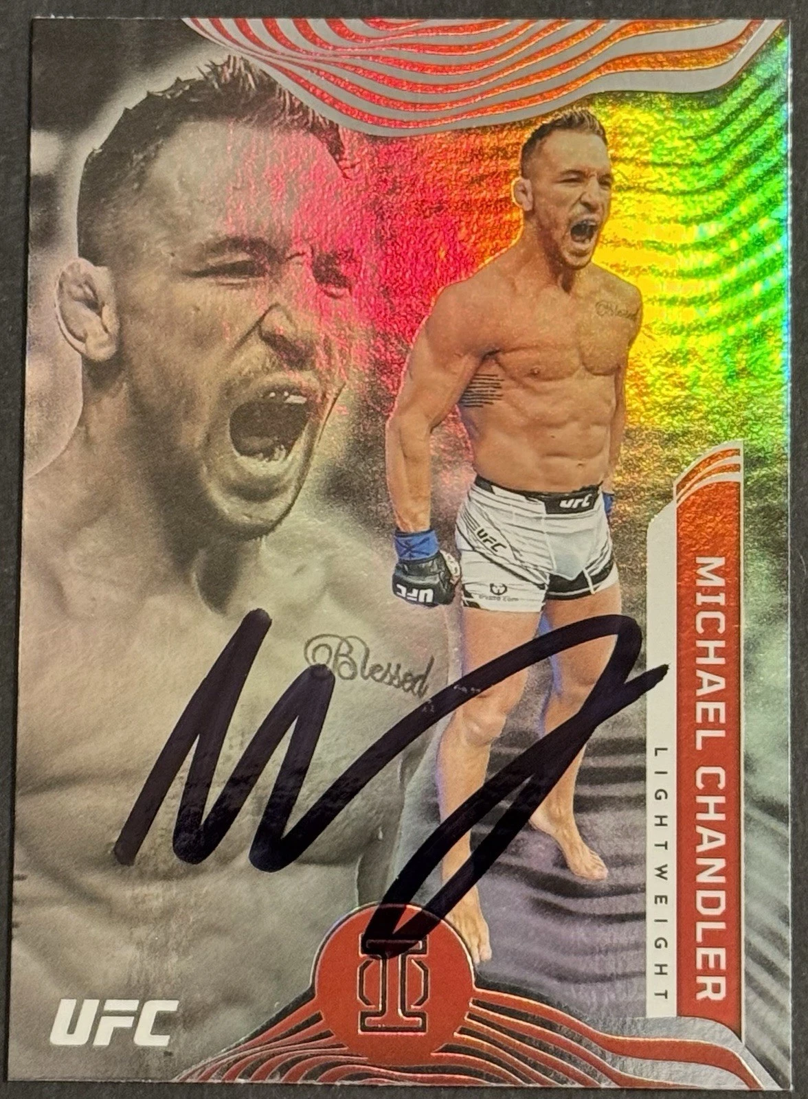 Michael Chandler Signed 2022 Chronicles Illusions Base UFC Card Beckett