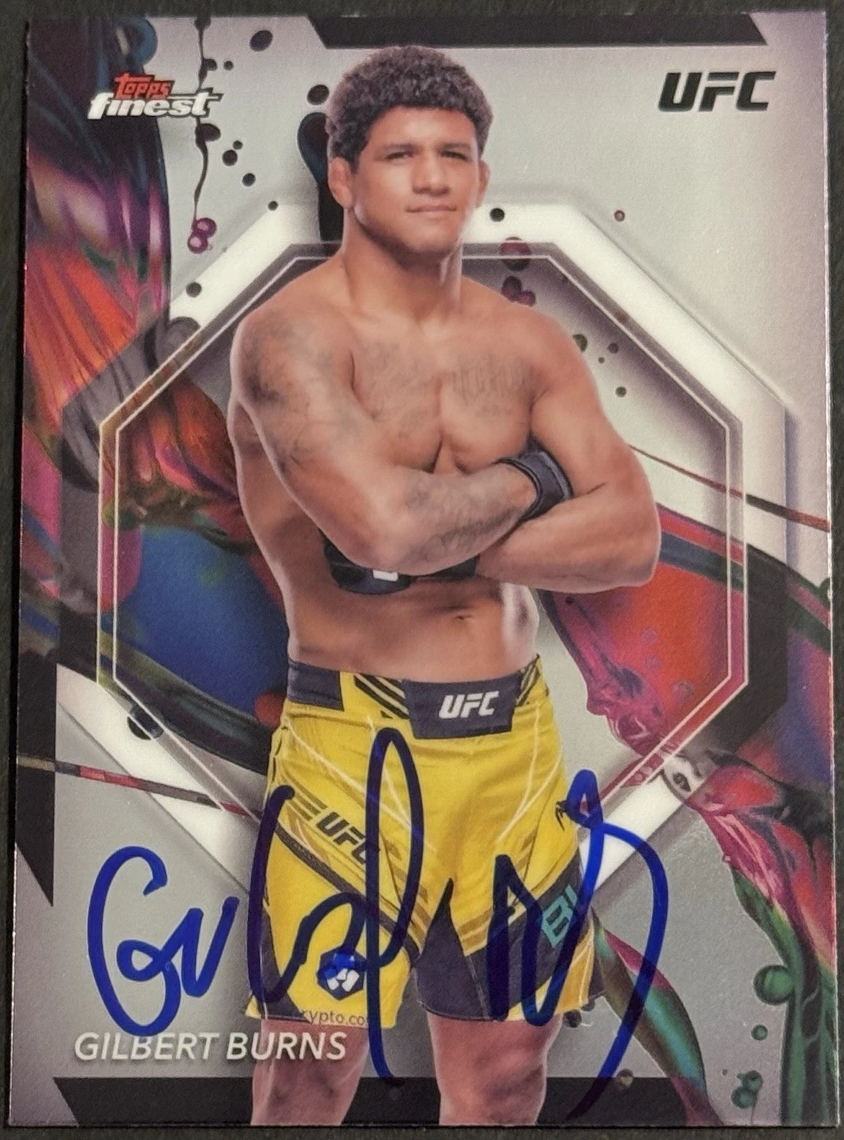 Gilbert Burns Signed 2024 Topps Finest UFC Base Card BAS Beckett COA