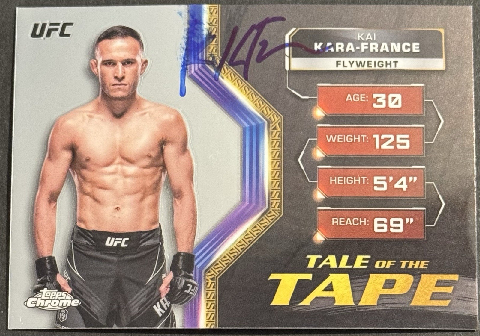 Kai Kara- France Signed 2024 Topps Chrome Tale Of Tape Base UFC Card BAS Beckett
