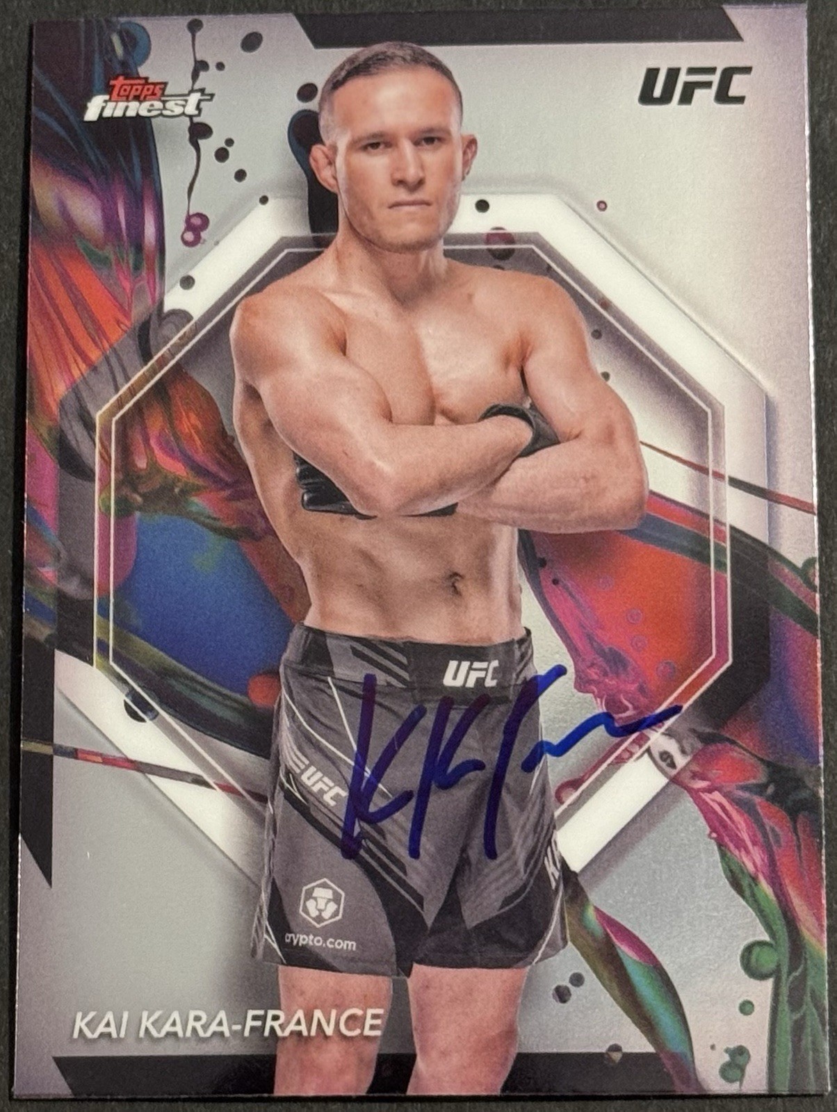Kai Kara- France Signed 2024 Topps Finest Common Base UFC Card BAS Beckett