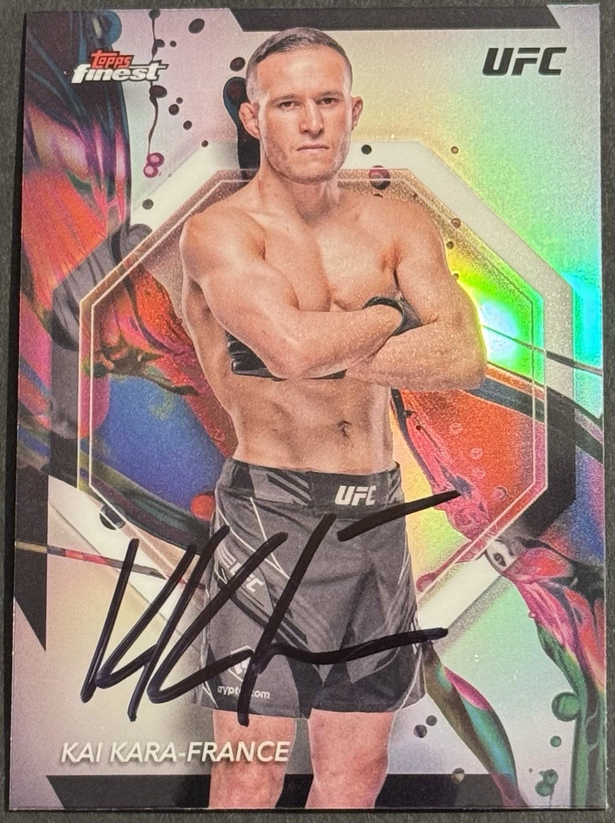 Kai Kara- France Signed 2024 Topps Finest Refractor Base UFC Card BAS Beckett