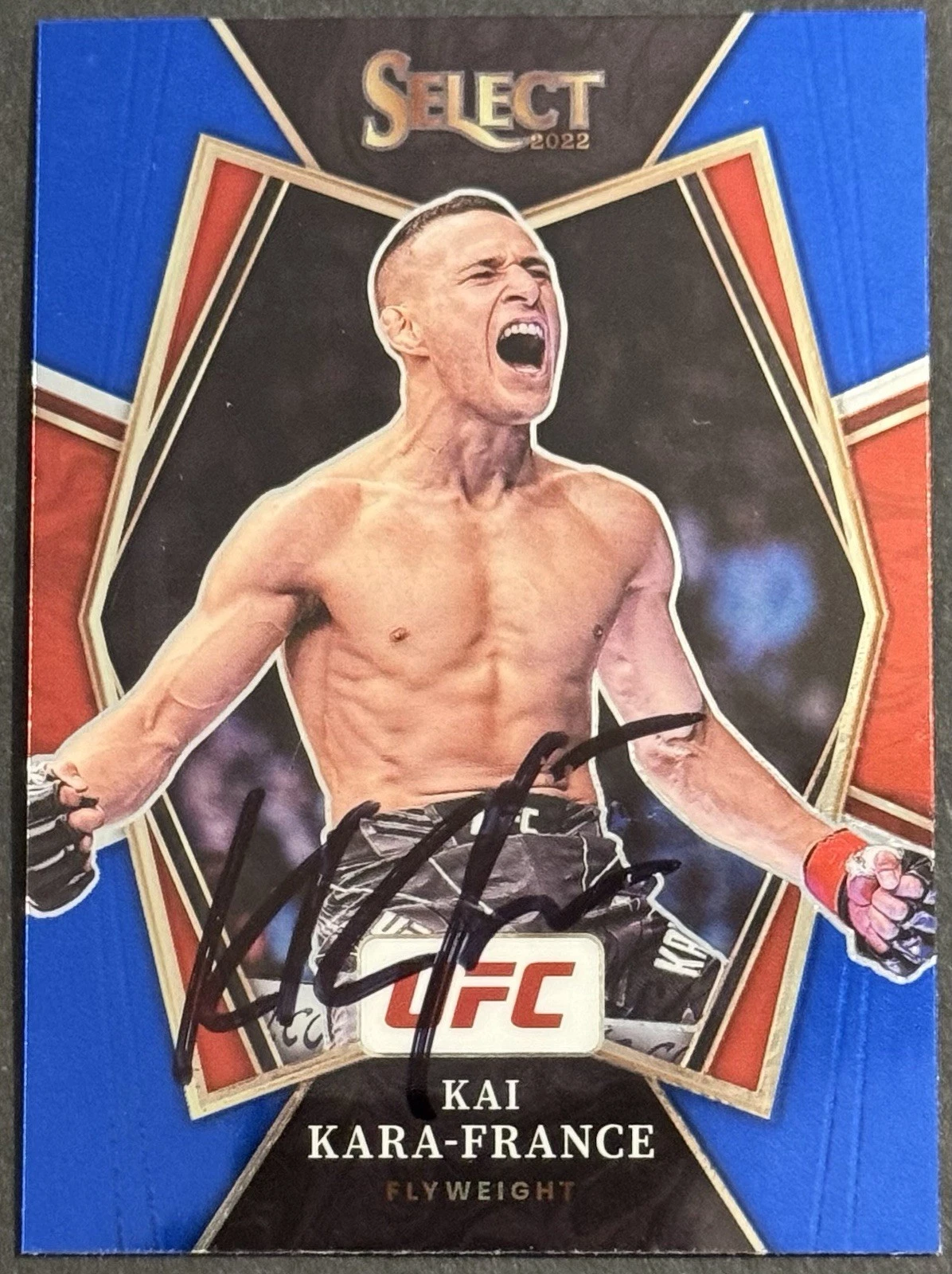 Kai Kara- France Signed 2022 Panini Select Blue Base UFC Card BAS Beckett