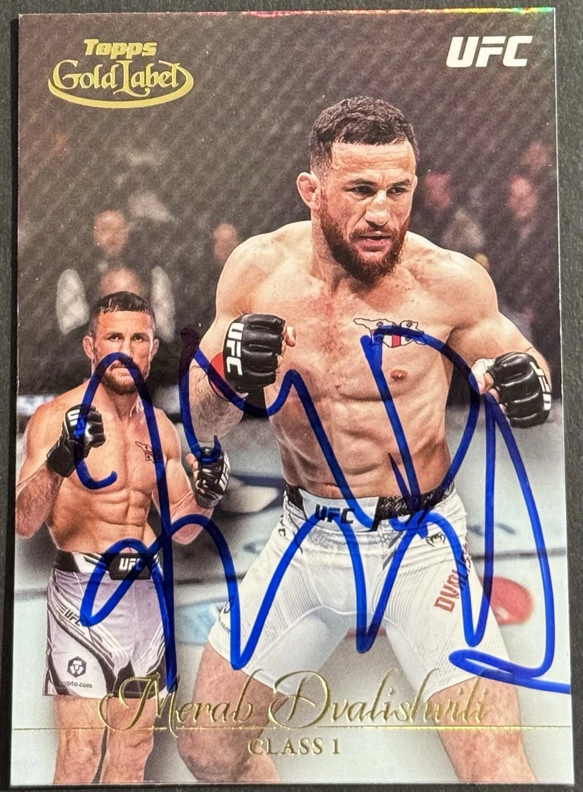 Merab Dvalishvili Signed 2024 Topps Gold Label Base UFC Card BAS Beckett