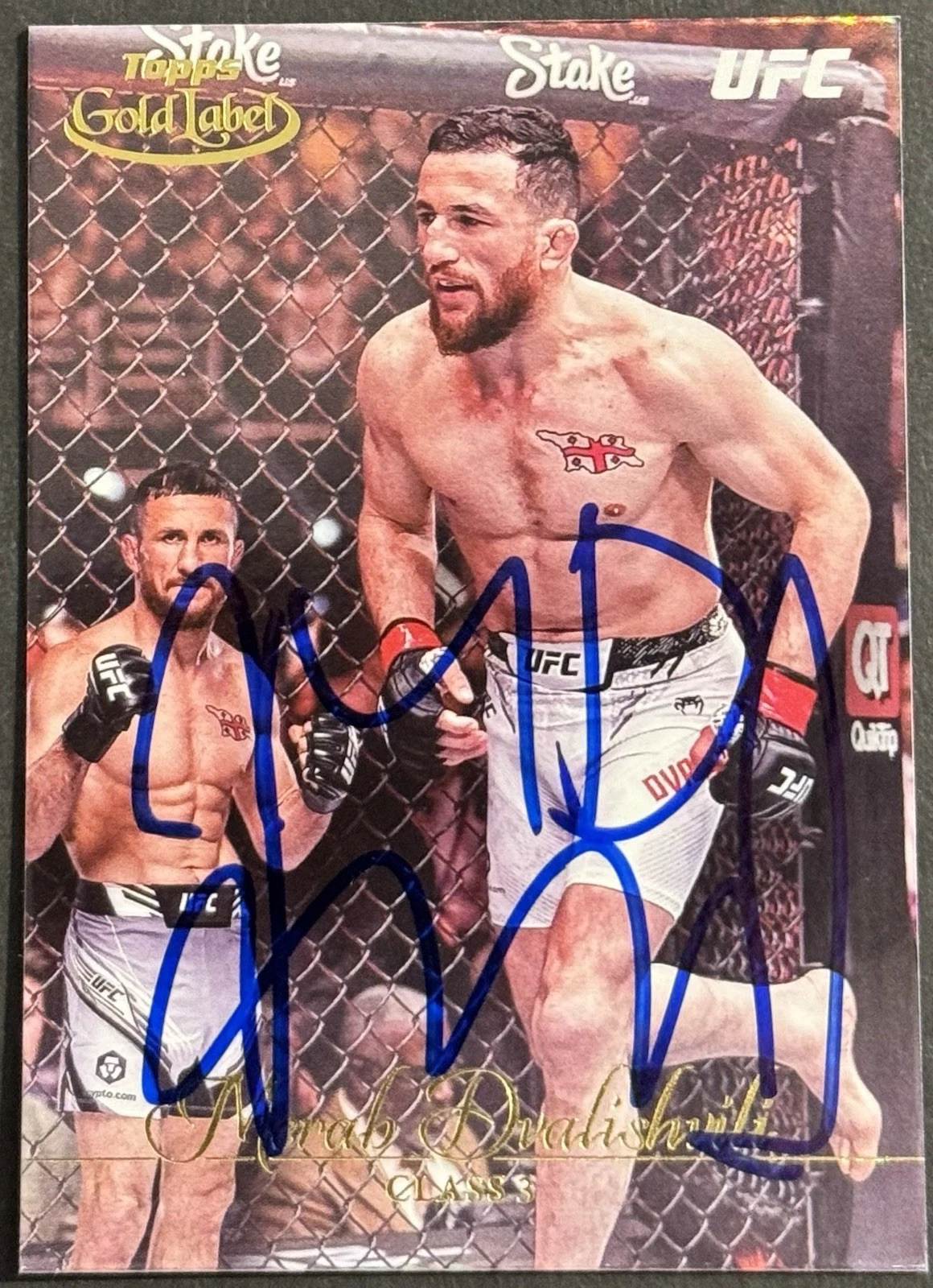 Merab Dvalishvili Signed 2024 Topps Gold Label Base UFC Card BAS Beckett