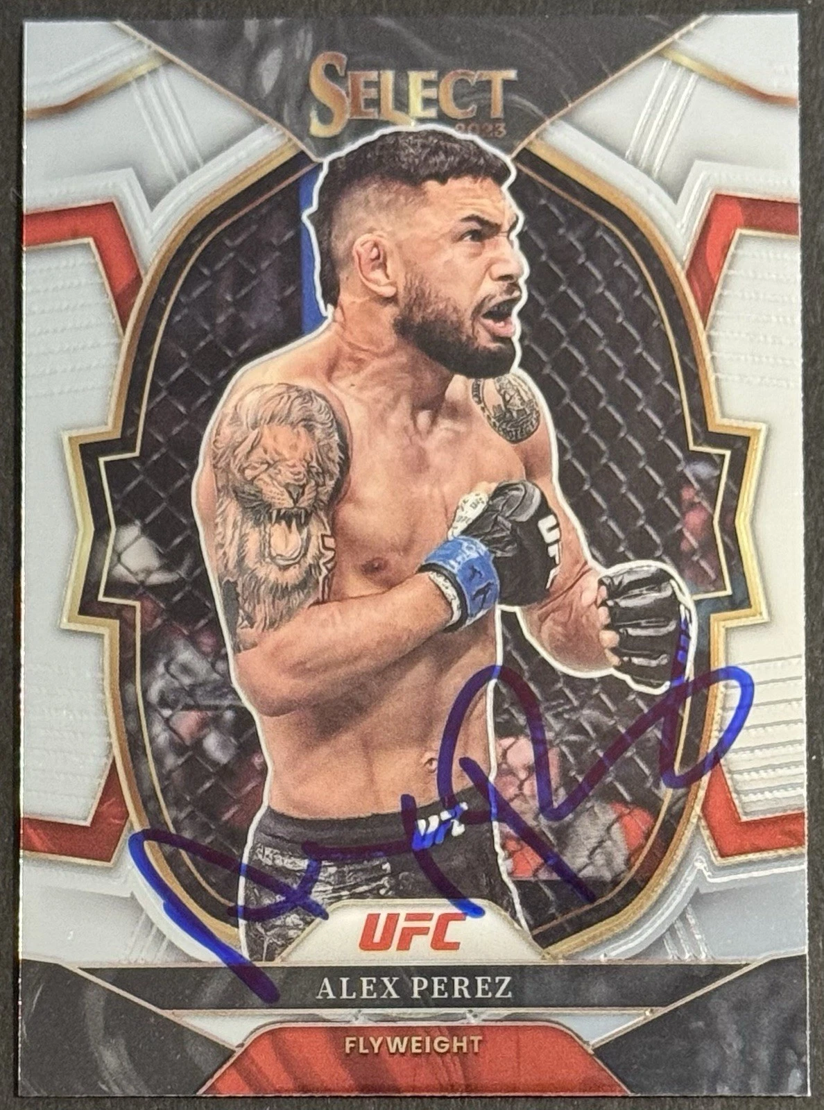 Alex Perez Signed 2023 Panini Select UFC Base Card BAS Beckett On Card
