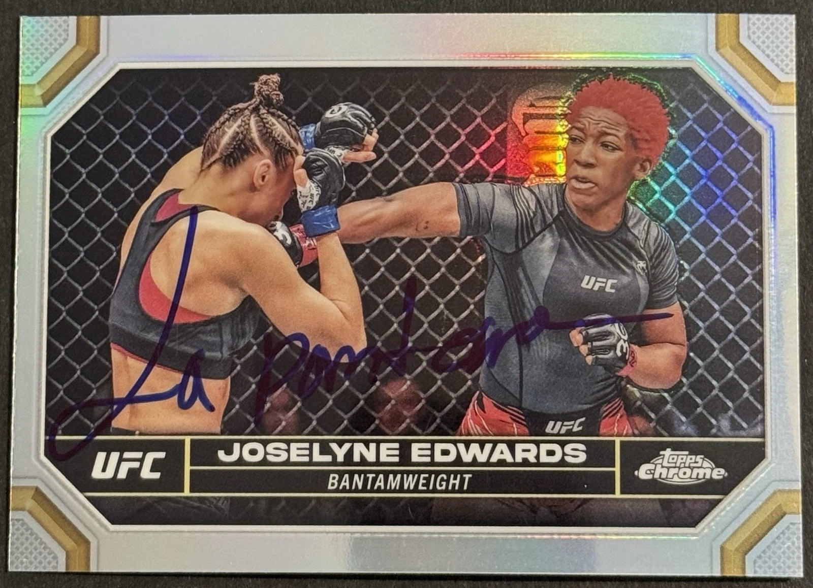 Joselyne Edwards Signed 2024 Topps Chrome Refractor UFC Base Card BAS Beckett