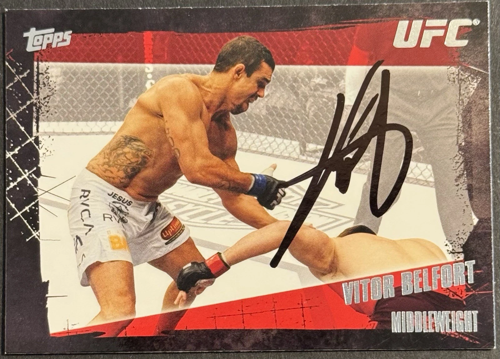 Vitor Belfort Signed 2010 Topps UFC Base Card BAS Beckett On Card