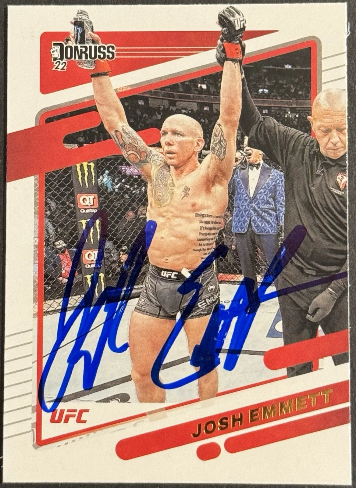 Josh Emmett Signed 2022 Donruss UFC Base Card BAS Beckett On Card