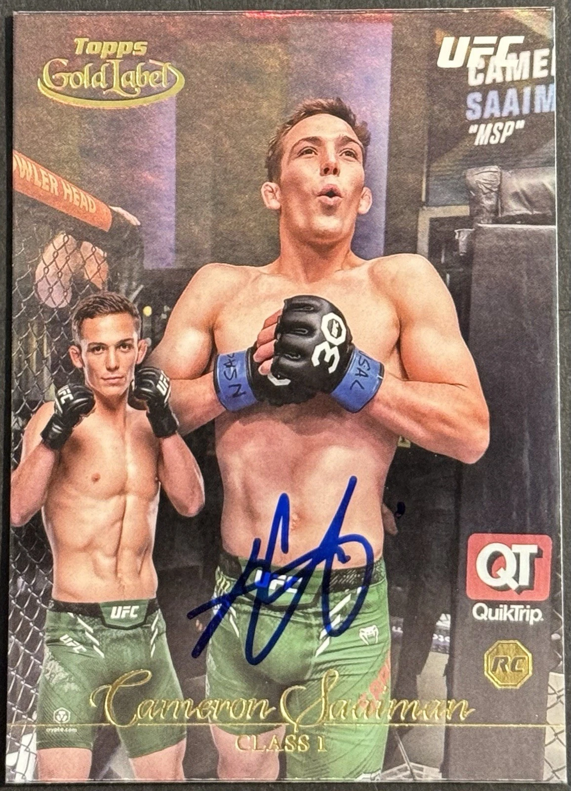 Cameron Saaiman Signed 2024 Topps Gold Label UFC Base Card BAS Beckett On Card