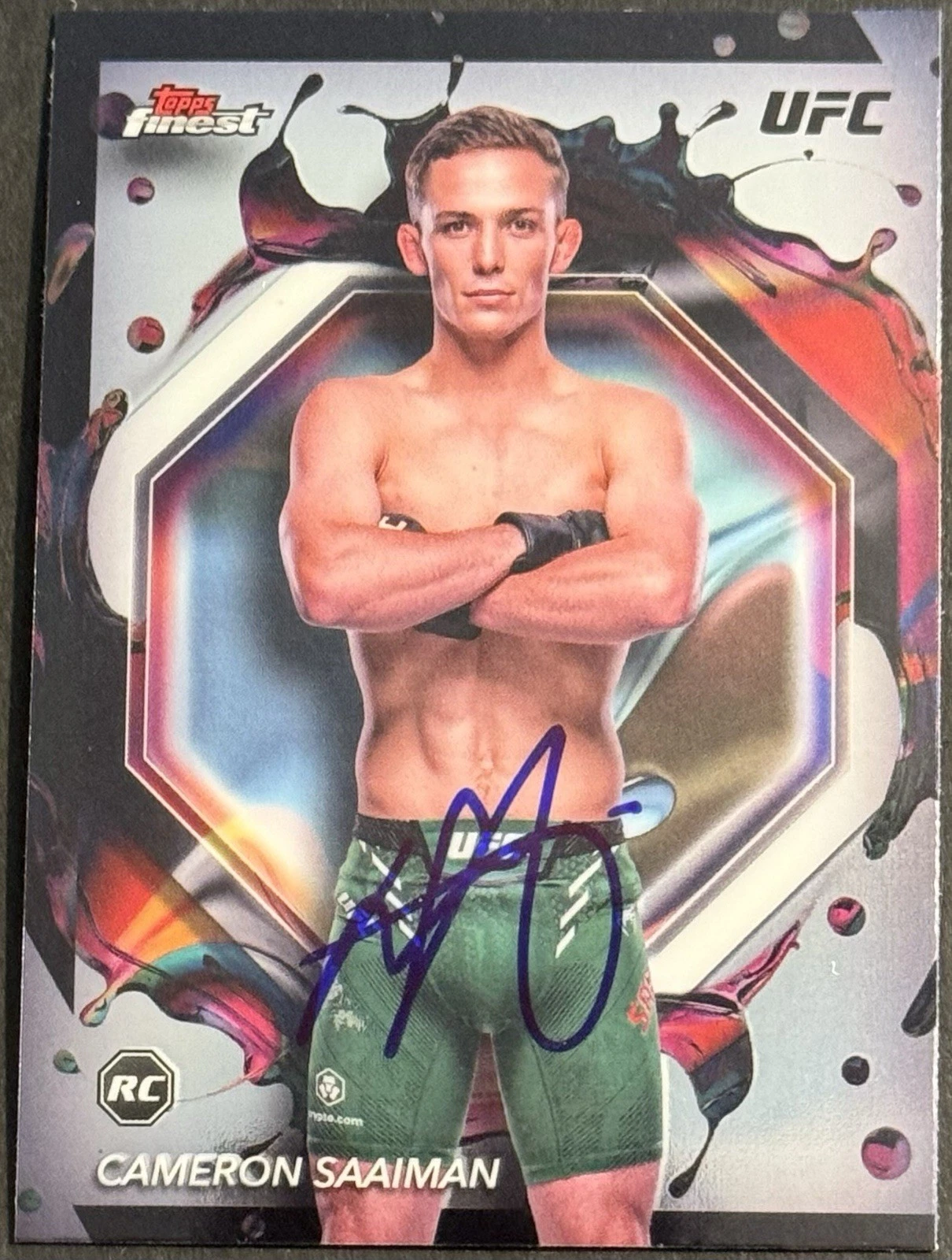 Cameron Saaiman Signed 2024 Topps Finest Rare UFC Base Card BAS Beckett On Card
