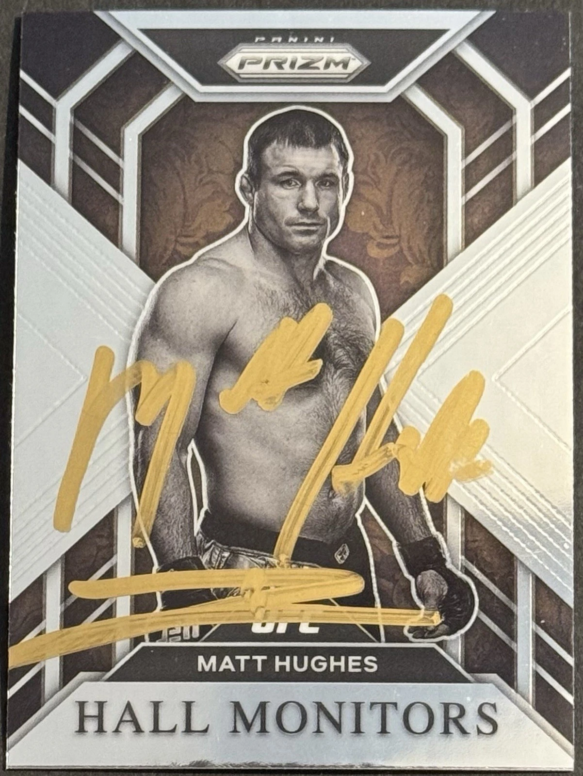 Matt Hughes Signed 2023 Panini Prizm Hall Monitors UFC Card BAS Beckett On Card