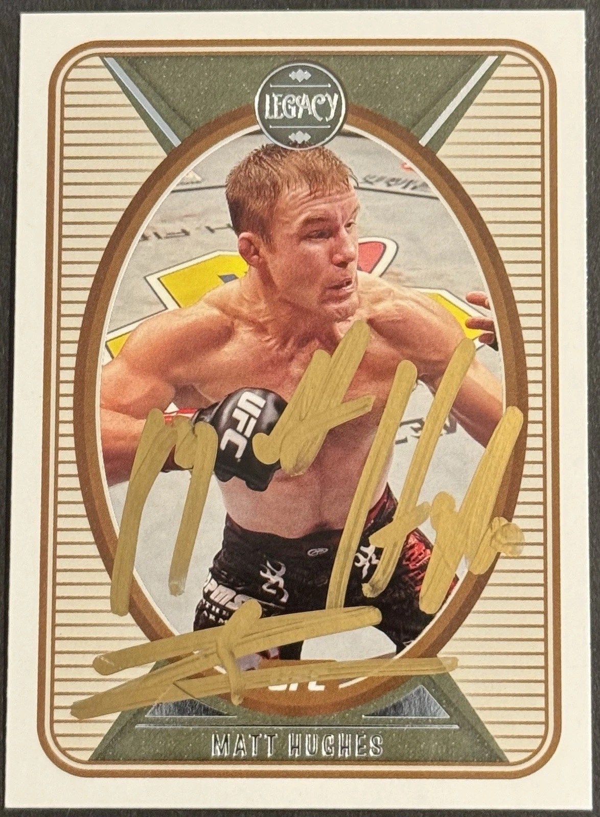 Matt Hughes Signed 2022 Panini Chronicles Legacy UFC Card BAS Beckett On Card