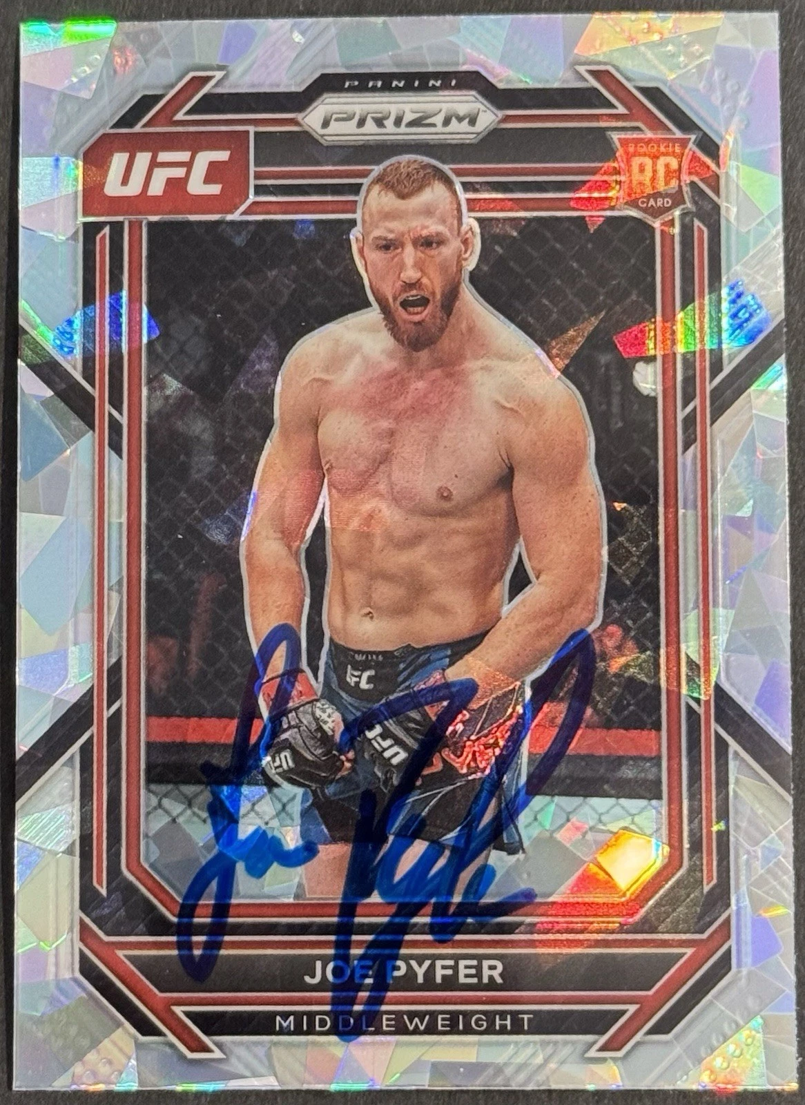 Joe Pyfer Signed 2023 Panini Prizm Cracked Ice UFC Rookie Card BAS Beckett