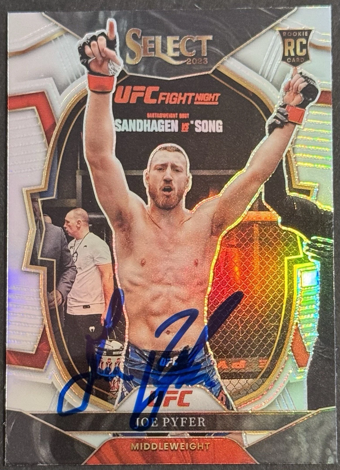 Joe Pyfer Signed 2023 Panini Select Silver UFC Rookie Card BAS Beckett On Card
