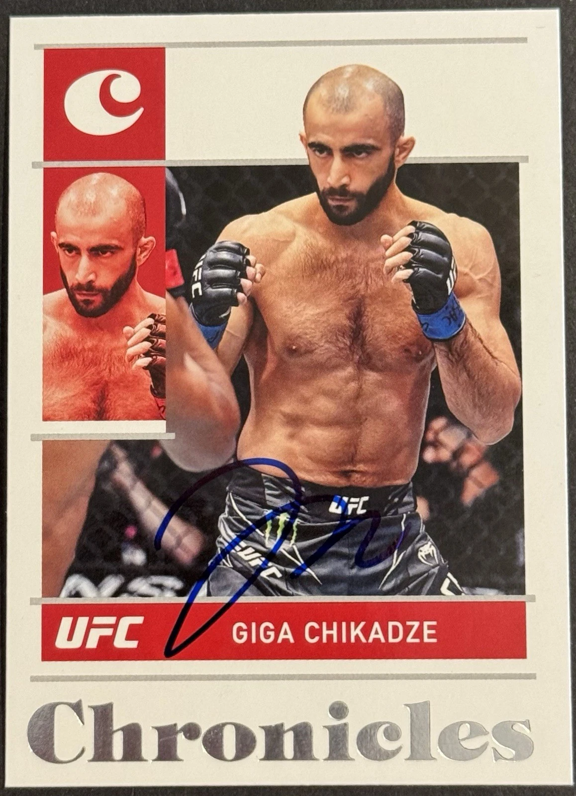 Giga Chikadze Signed 2022 Panini Chronicles UFC Card BAS Beckett On Card