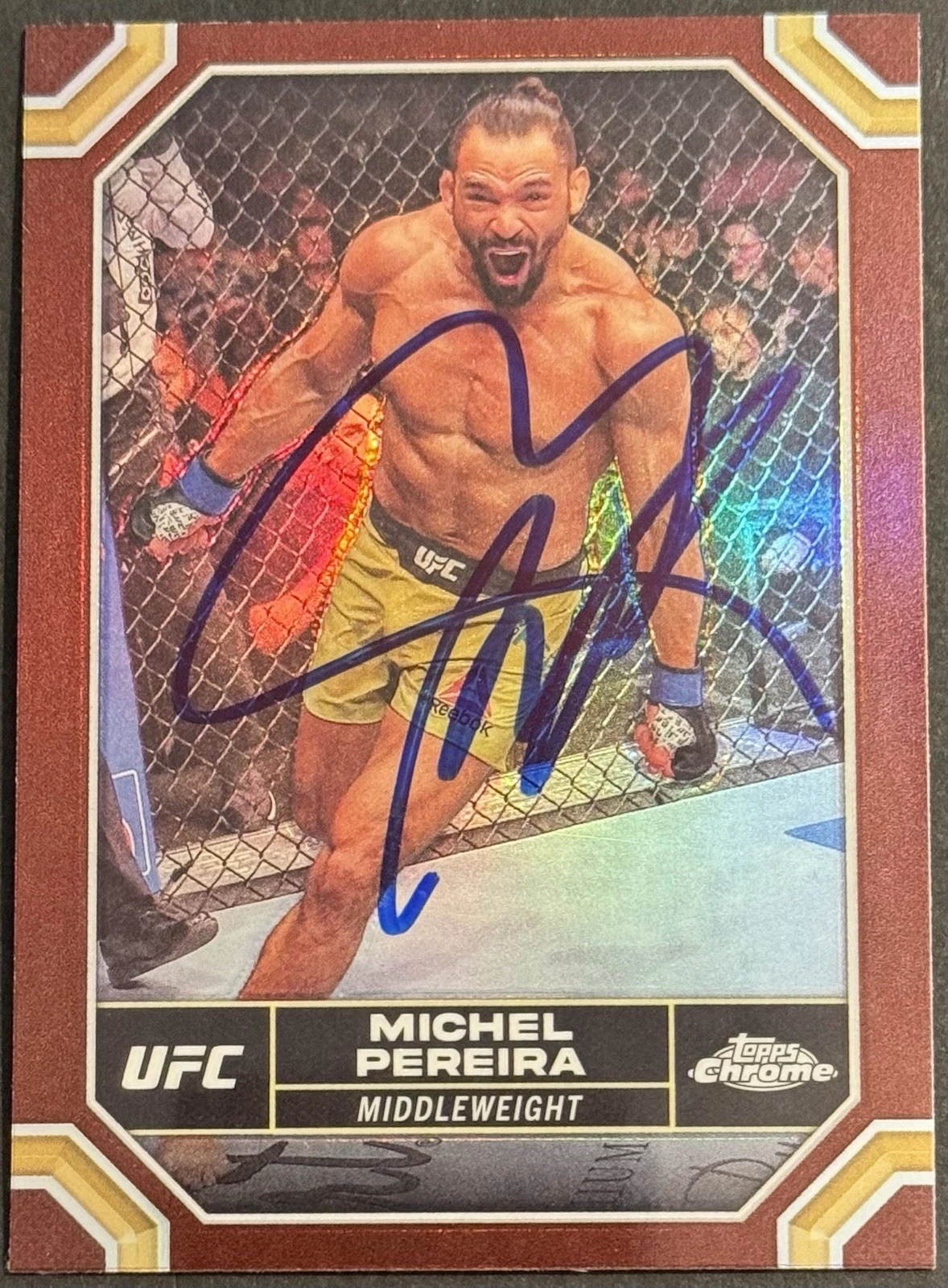 Michel Pereira Signed 2024 Topps Chrome UFC Card BAS Beckett On Card