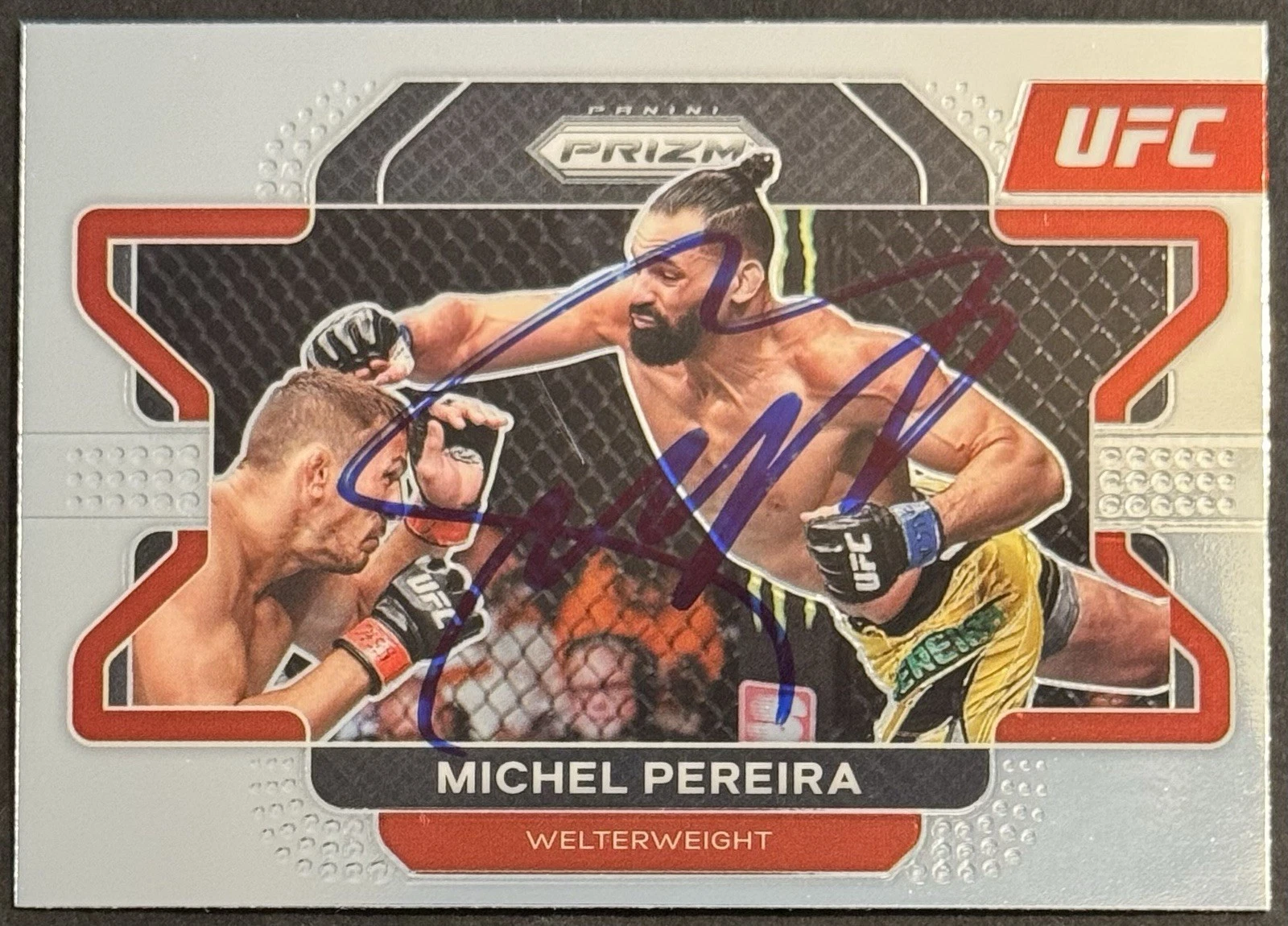 Michel Pereira Signed 2022 Panini Prizm UFC Card BAS Beckett On Card