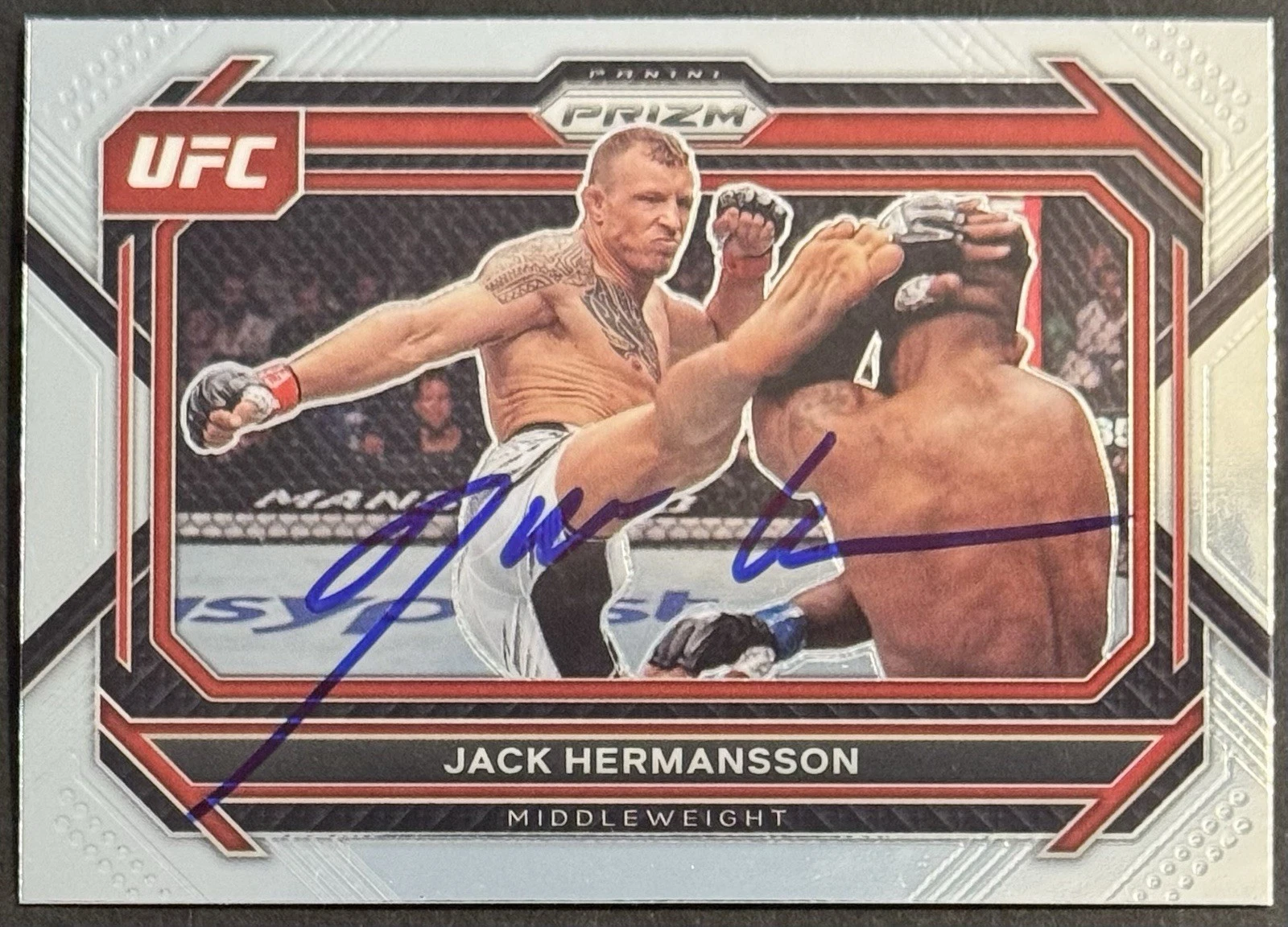 Jack Hermansson Signed 2023 Panini Prizm UFC Card BAS Beckett On Card