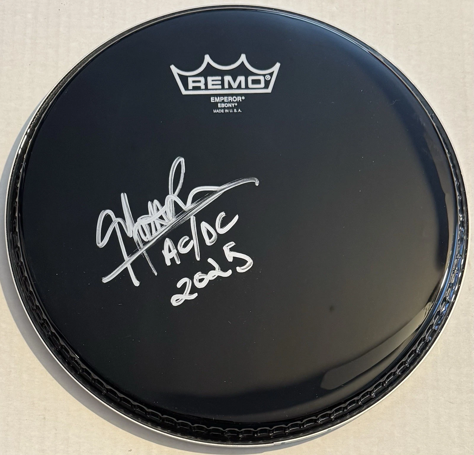 Matt Laug Signed Autographed AC/DC Drummer 10 Inch Drumhead JSA COA Power Up